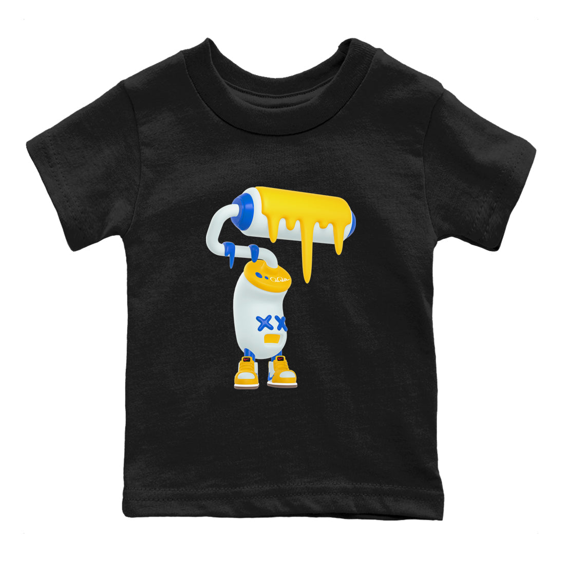 1s Travis Scott Canary shirt to match jordans 3D Paint Roller sneaker tees Air Jordan 1 Travis Scott Canary Drip Gear Zone baby toddler Black 2 cotton Shirt