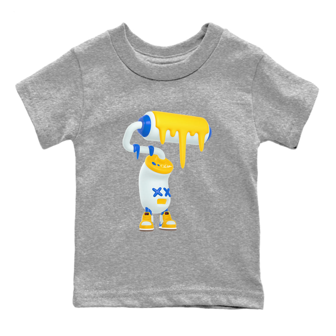 1s Travis Scott Canary shirt to match jordans 3D Paint Roller sneaker tees Air Jordan 1 Travis Scott Canary Drip Gear Zone baby toddler Heather Grey 2 cotton Shirt
