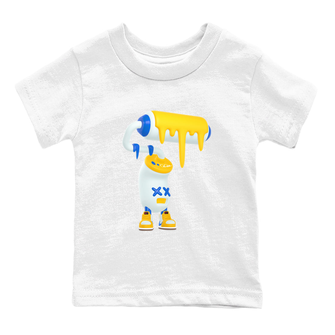 1s Travis Scott Canary shirt to match jordans 3D Paint Roller sneaker tees Air Jordan 1 Travis Scott Canary Drip Gear Zone baby toddler White 2 cotton Shirt