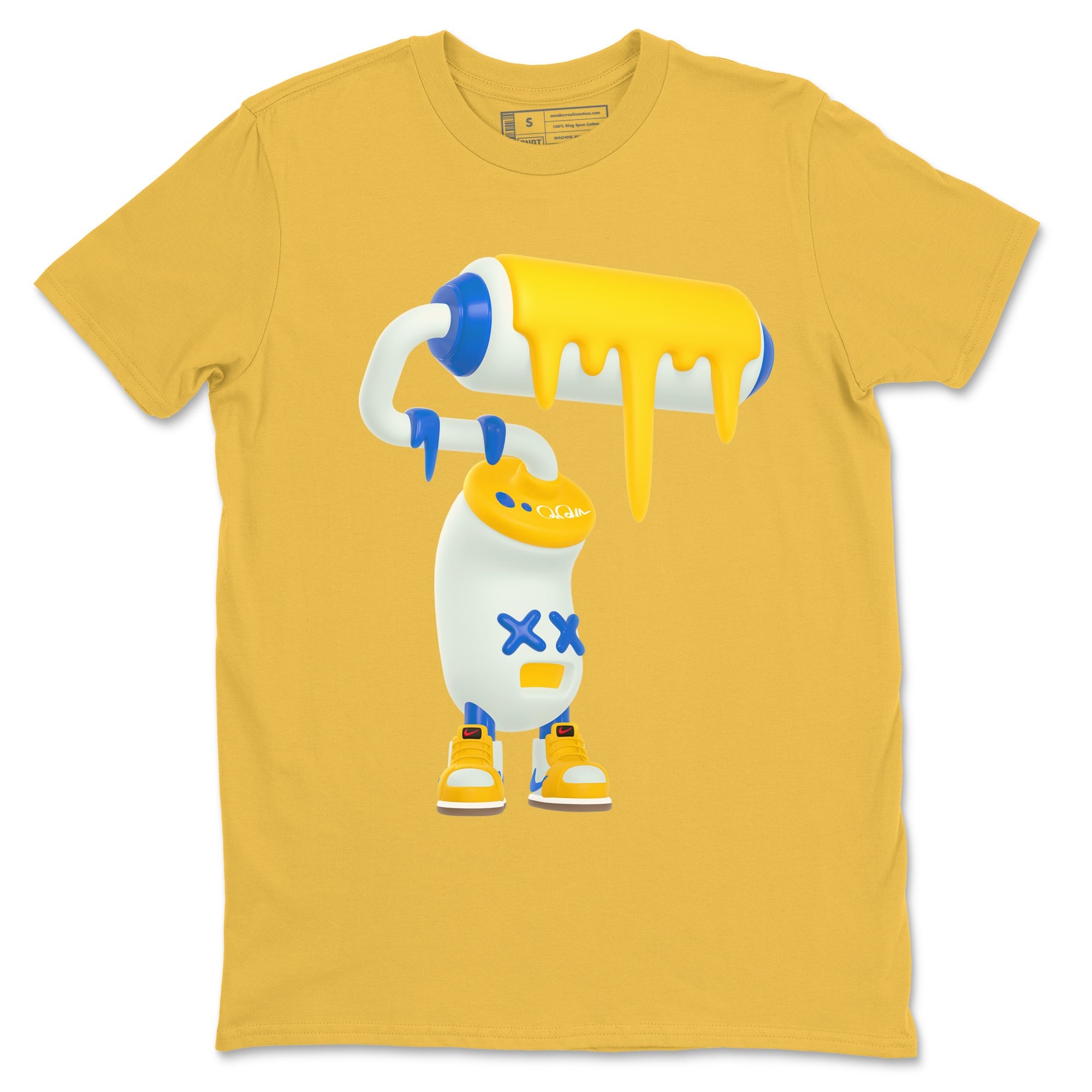1s Travis Scott Canary shirt to match jordans 3D Paint Roller sneaker tees Air Jordan 1 Travis Scott Canary Drip Gear Zone unisex cotton Daisy 2 crew neck shirt