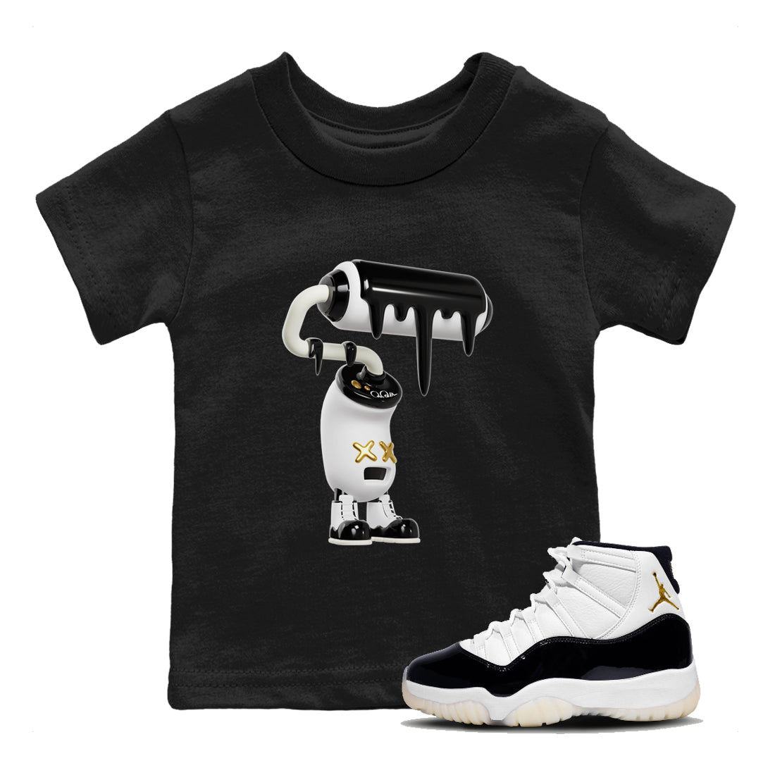 Air Jordan 11 Gratitude shirt to match jordans 3D Paint Roller sneaker tees AJ11 Gratitude Drip Gear Zone Baby Toddler Black 1 T-Shirt