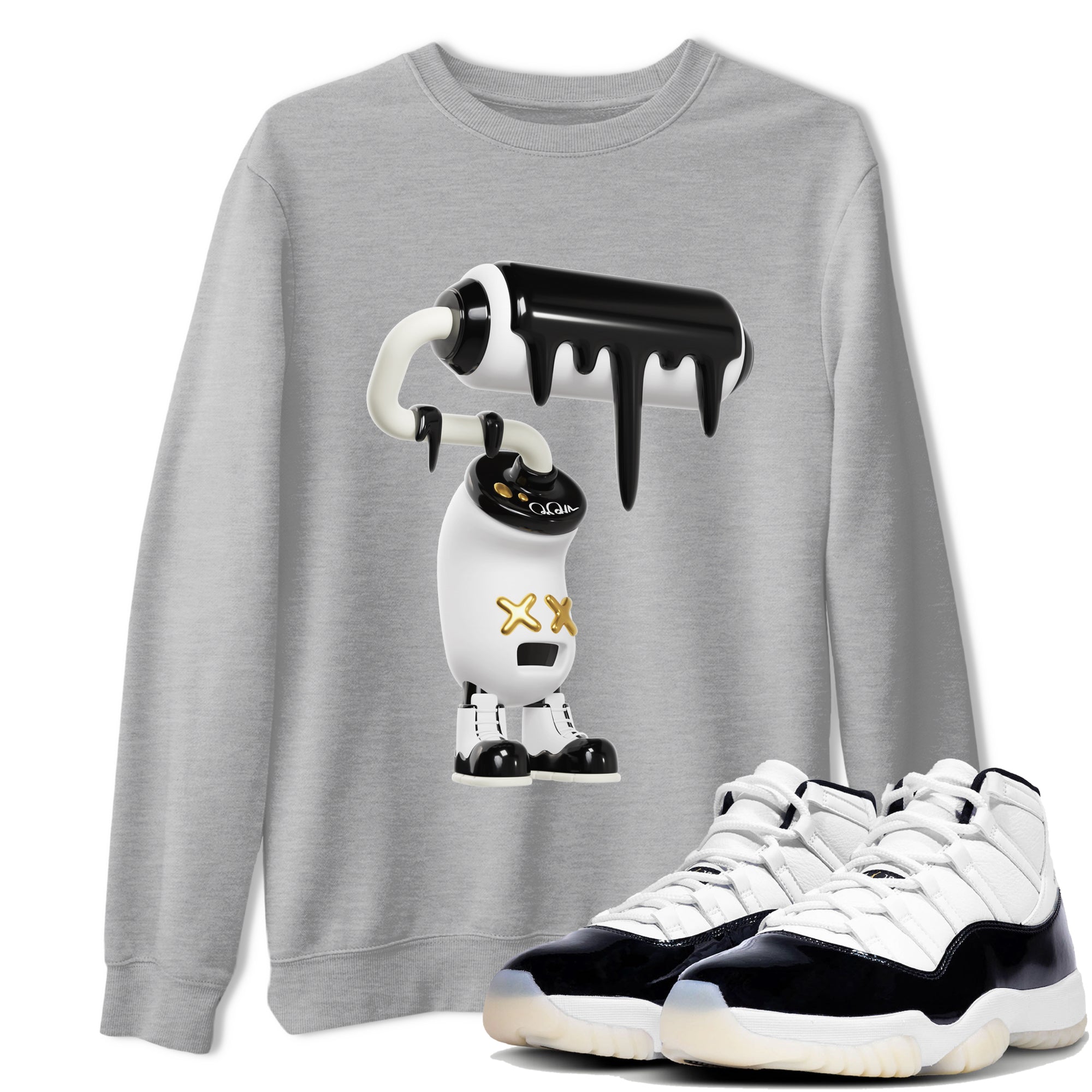 Air Jordan 11 Gratitude shirt to match jordans 3D Paint Roller sneaker tees AJ11 Gratitude Drip Gear Zone Unisex Heather Grey 1 T-Shirt