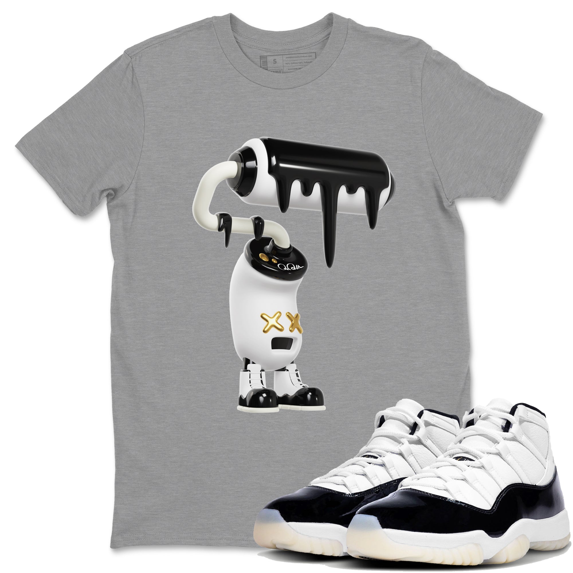 Air Jordan 11 Gratitude shirt to match jordans 3D Paint Roller sneaker tees AJ11 Gratitude Drip Gear Zone Unisex Heather Grey 1 T-Shirt