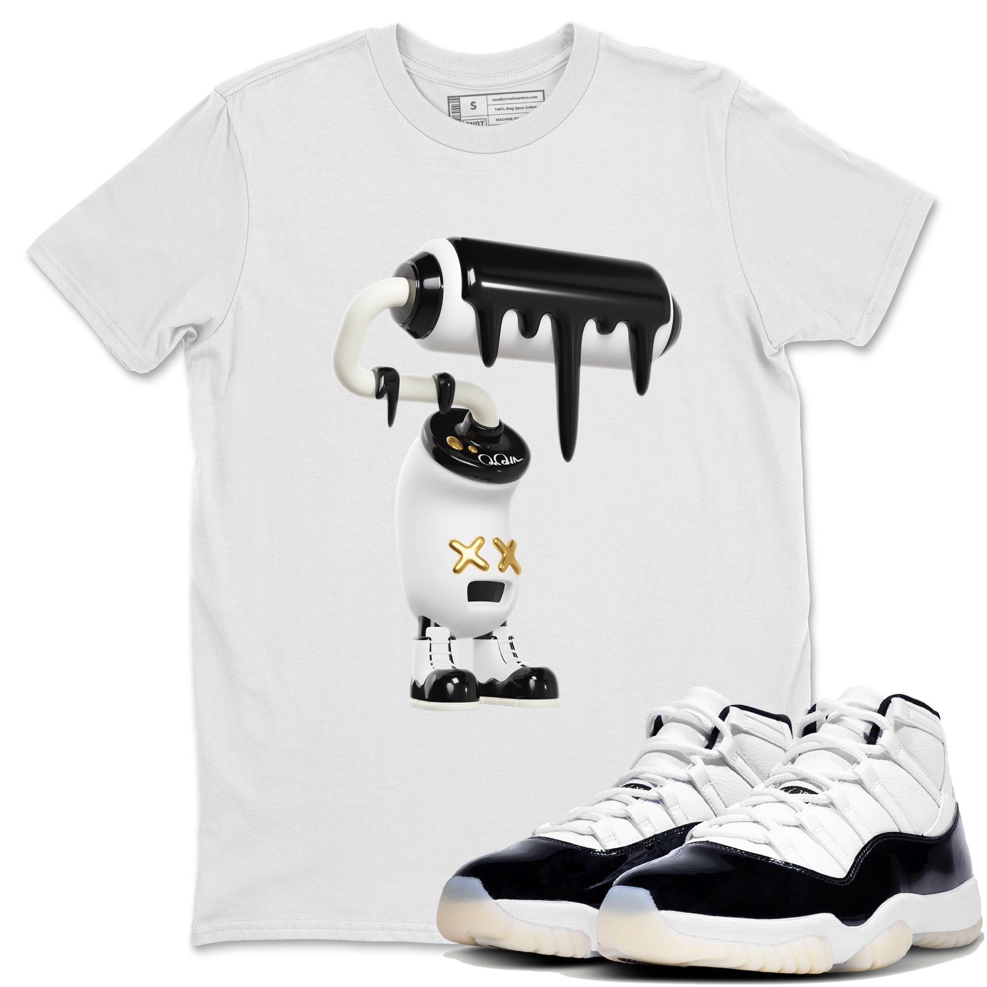 Air Jordan 11 Gratitude shirt to match jordans 3D Paint Roller sneaker tees AJ11 Gratitude Drip Gear Zone Unisex White 1 T-Shirt