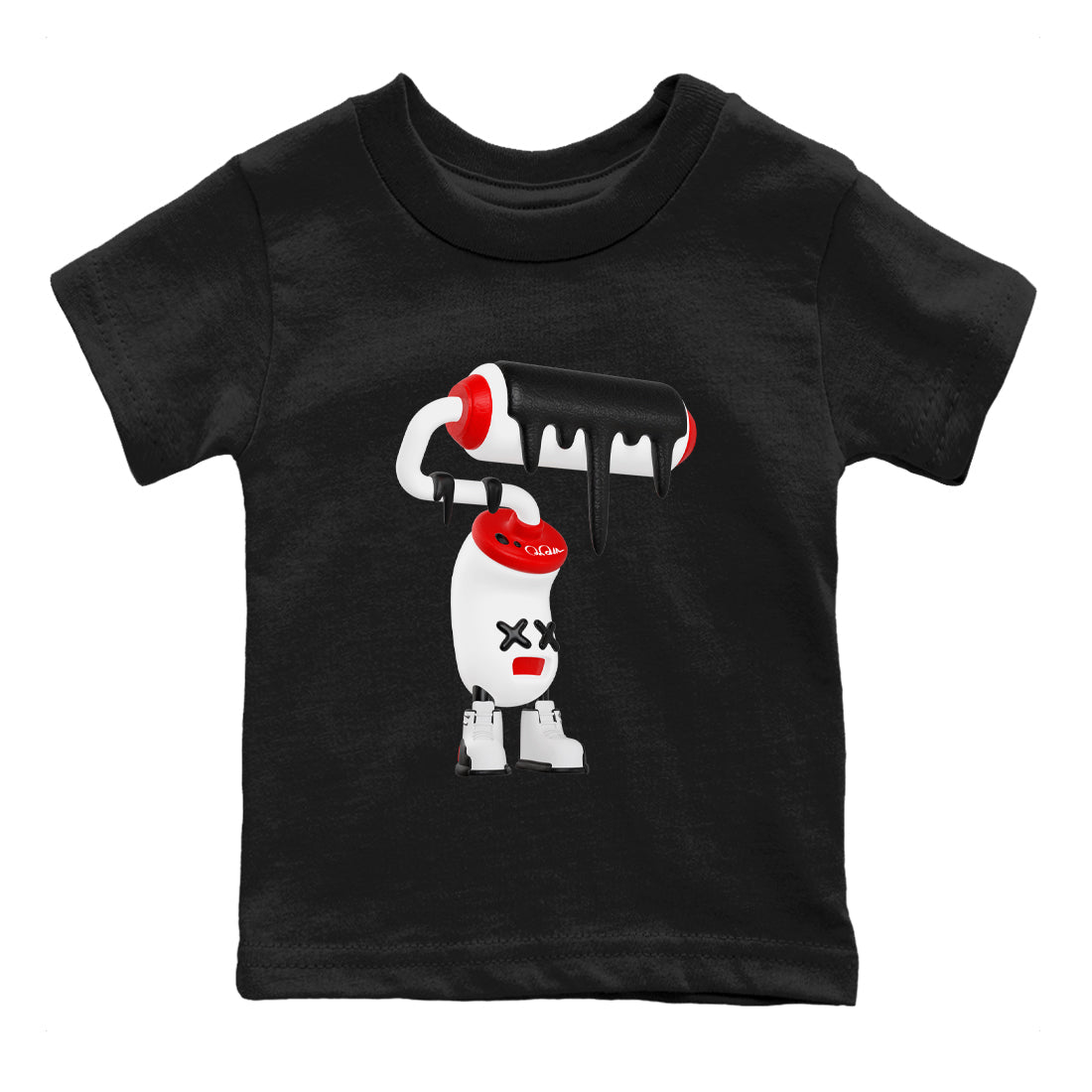 12s Taxi Flip shirts to match jordans 3D Paint Roller sneaker match tees Air Jordan 12 Taxi Flip Drip Gear Zone streetwear brand Baby and Youth Black 2 cotton tee