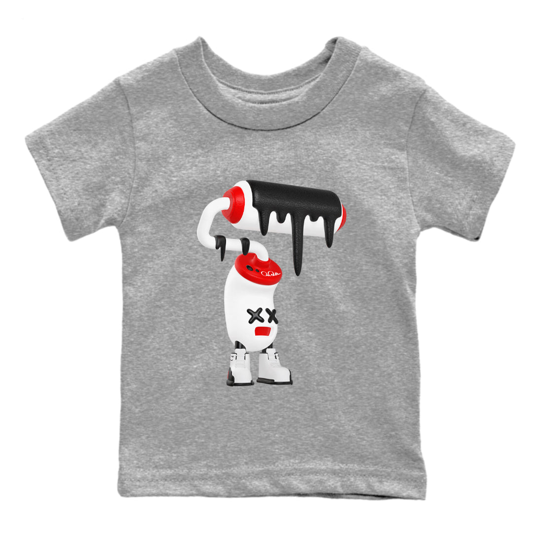 12s Taxi Flip shirts to match jordans 3D Paint Roller sneaker match tees Air Jordan 12 Taxi Flip Drip Gear Zone streetwear brand Baby and Youth Heather Grey 2 cotton tee