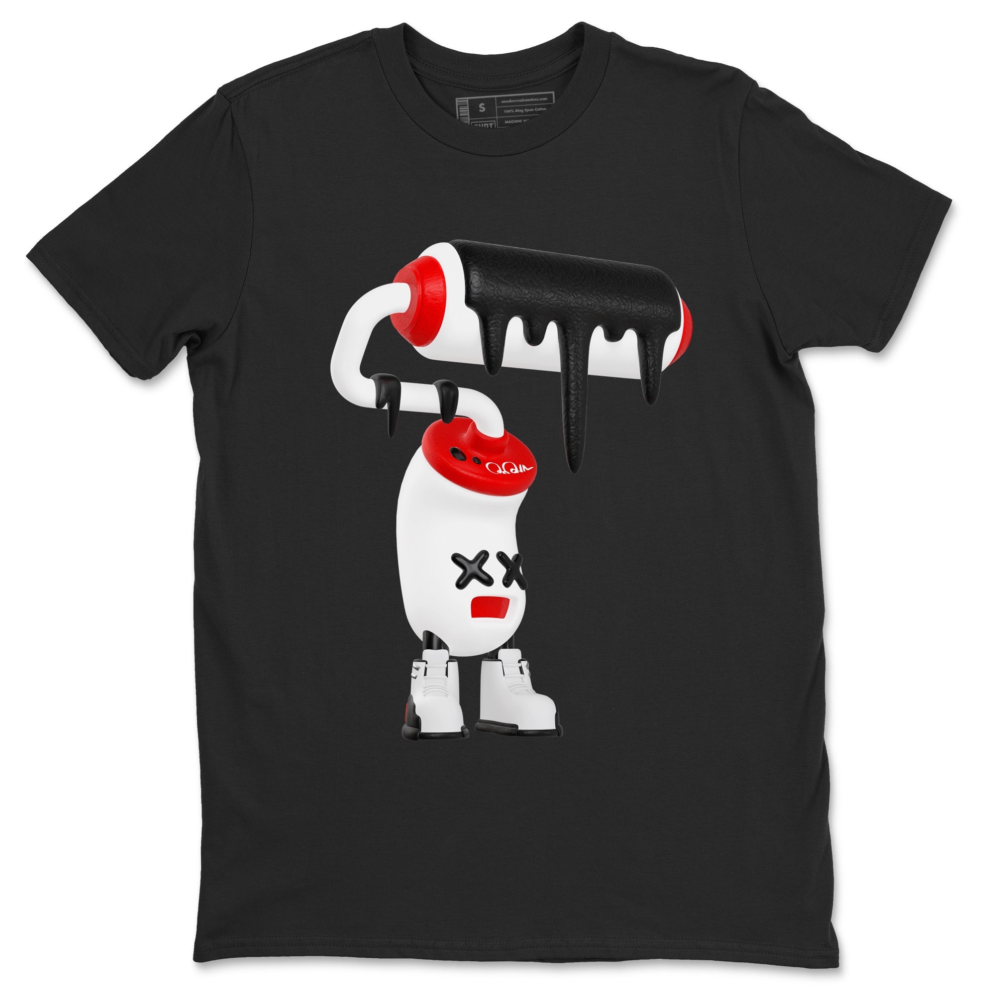 12s Taxi Flip shirts to match jordans 3D Paint Roller sneaker match tees Air Jordan 12 Taxi Flip Drip Gear Zone streetwear brand Black 2 unisex cotton tee