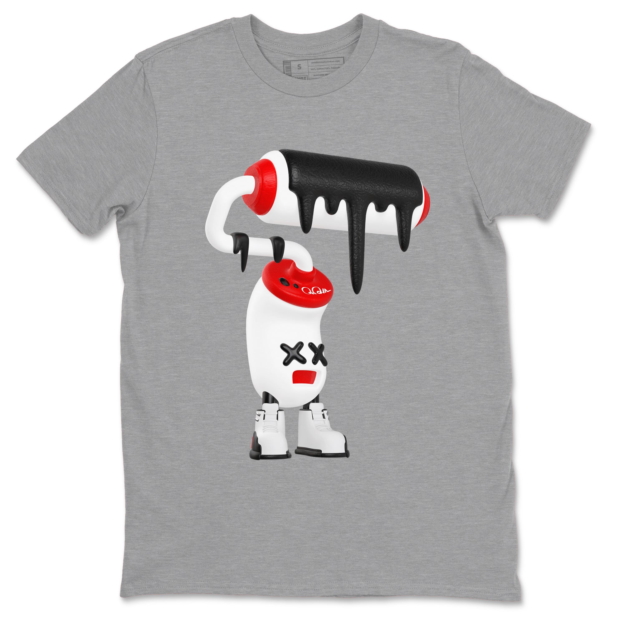 12s Taxi Flip shirts to match jordans 3D Paint Roller sneaker match tees Air Jordan 12 Taxi Flip Drip Gear Zone streetwear brand Heather Grey 2 unisex cotton tee