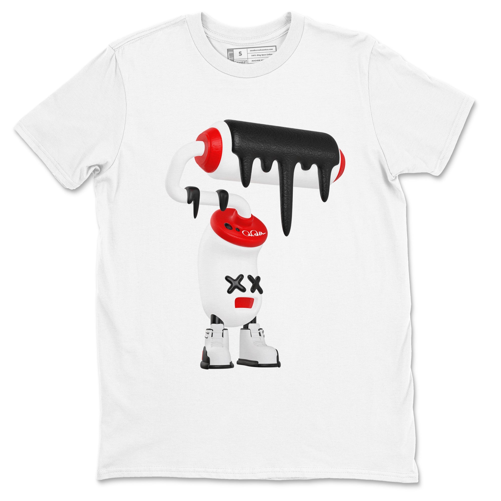 12s Taxi Flip shirts to match jordans 3D Paint Roller sneaker match tees Air Jordan 12 Taxi Flip Drip Gear Zone streetwear brand White 2 unisex cotton tee