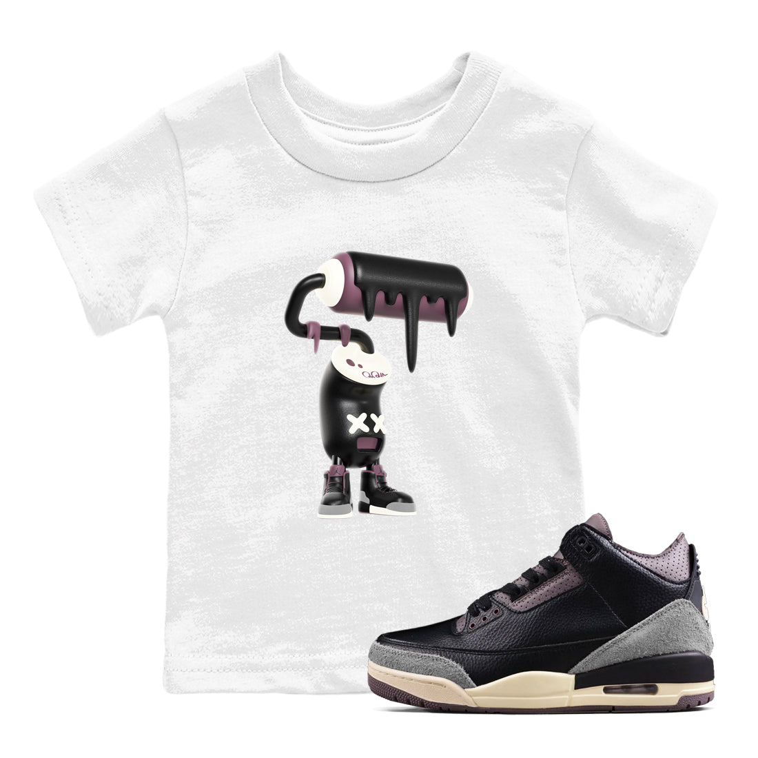 3s A Ma Maniere x Black shirts to match jordans 3D Paint Roller sneaker match tees A Ma Maniere x Air Jordan 3 “While You Were Sleeping”Sneaker Release Tees Youth Baby White 1 crew neck shirts