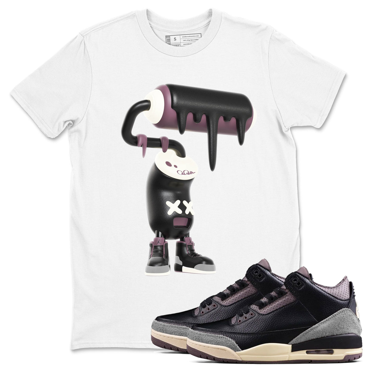 3s A Ma Maniere x Black shirts to match jordans 3D Paint Roller sneaker match tees A Ma Maniere x Air Jordan 3 “While You Were Sleeping”Sneaker Release Tees unisex cotton White 1 crew neck shirts
