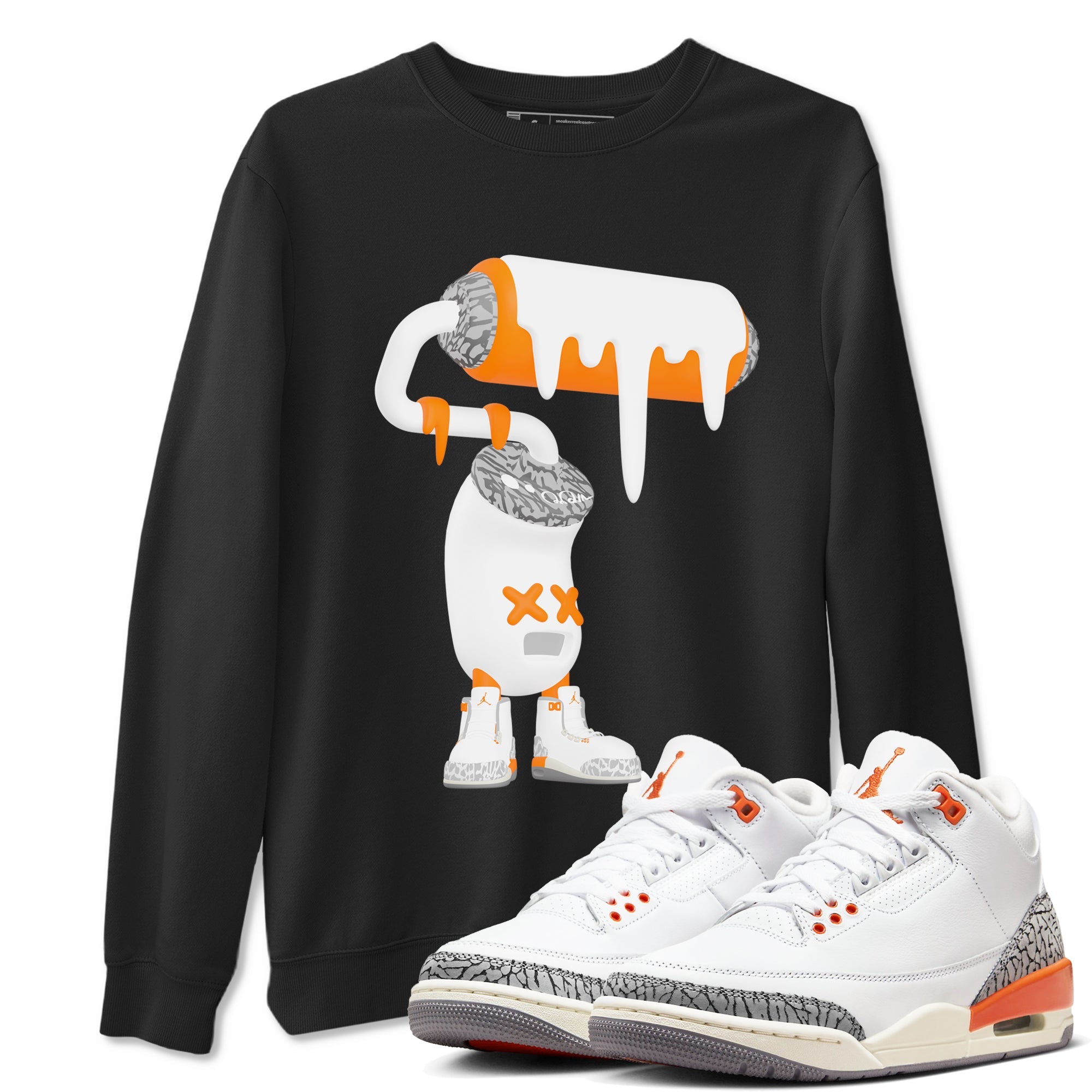 3s Georgia Peach shirt to match jordans 3D Paint Roller sneaker tees Air Jordan 3 Georgia Peach Drip Gear Zone unisex cotton Black 1 crew neck shirt
