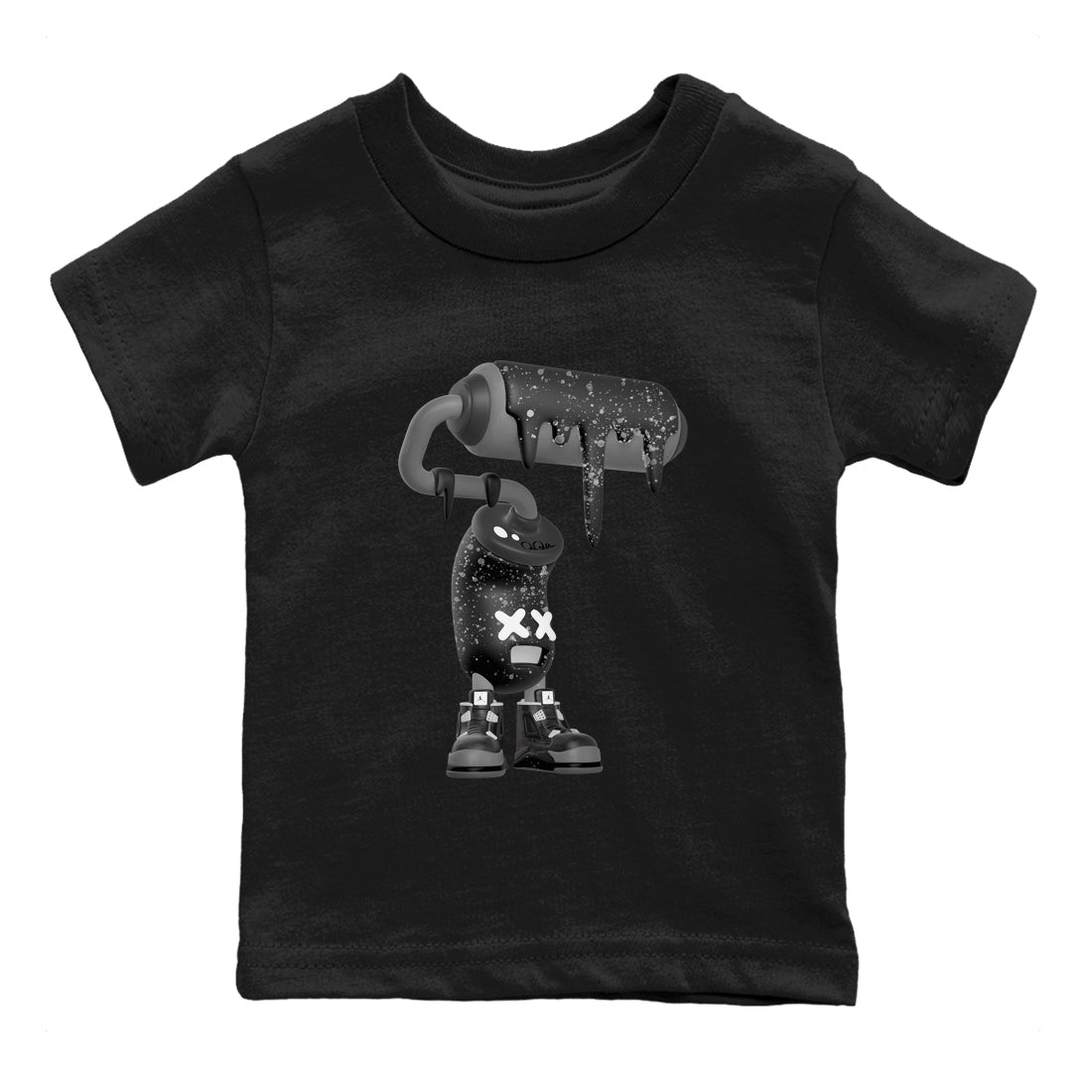 4s Fear shirts to match jordans 3D Paint Roller sneaker match tees Air Jordan 4 Fear match shoes to clothes Drip Gear Zone Youth Baby Black 2 tee