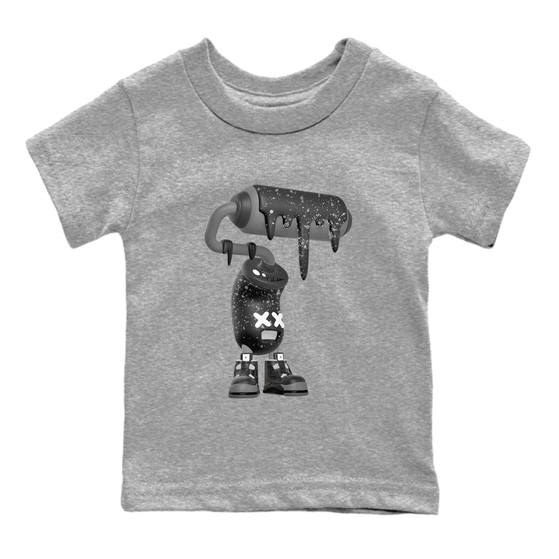 4s Fear shirts to match jordans 3D Paint Roller sneaker match tees Air Jordan 4 Fear match shoes to clothes Drip Gear Zone Youth Baby Heather Grey 2 tee