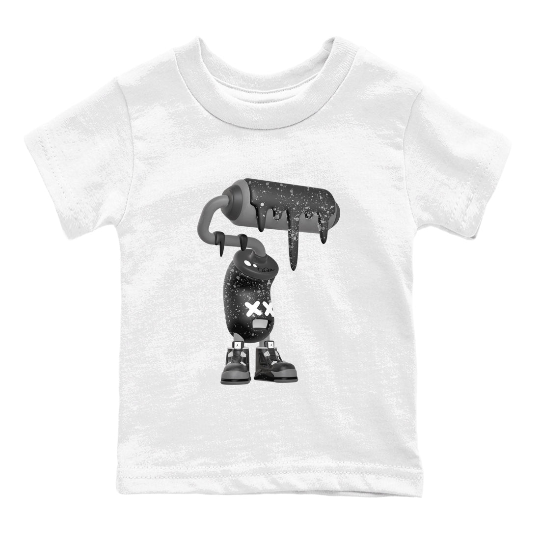 4s Fear shirts to match jordans 3D Paint Roller sneaker match tees Air Jordan 4 Fear match shoes to clothes Drip Gear Zone Youth Baby White 2 tee