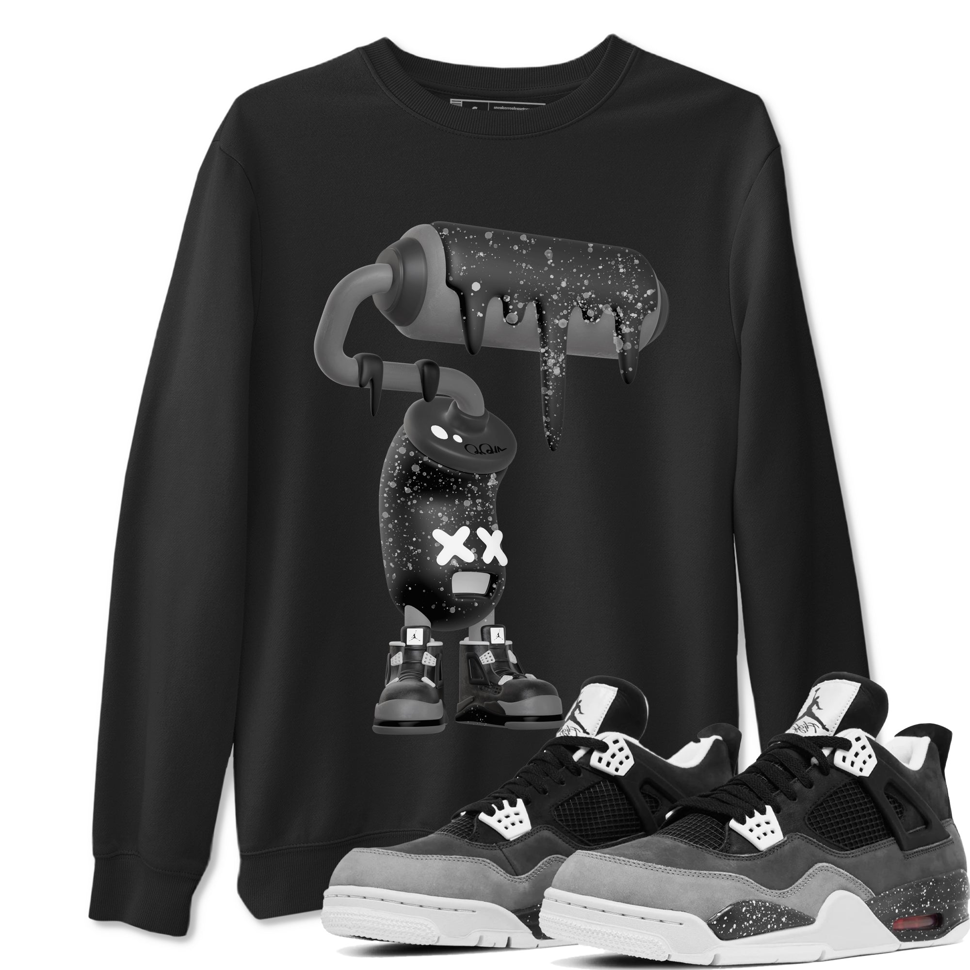 4s Fear shirts to match jordans 3D Paint Roller sneaker match tees Air Jordan 4 Fear match shoes to clothes Drip Gear Zone unisex cotton Black 1 shirts