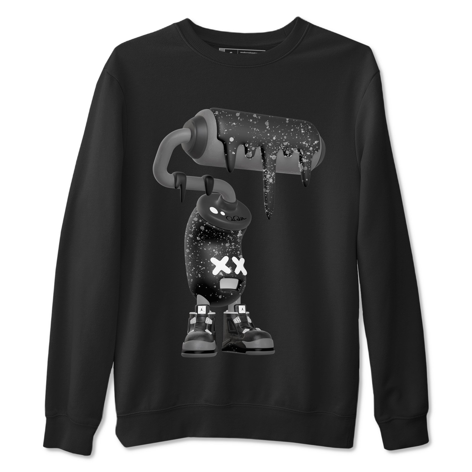 4s Fear shirts to match jordans 3D Paint Roller sneaker match tees Air Jordan 4 Fear match shoes to clothes Drip Gear Zone unisex cotton Black 2 shirts