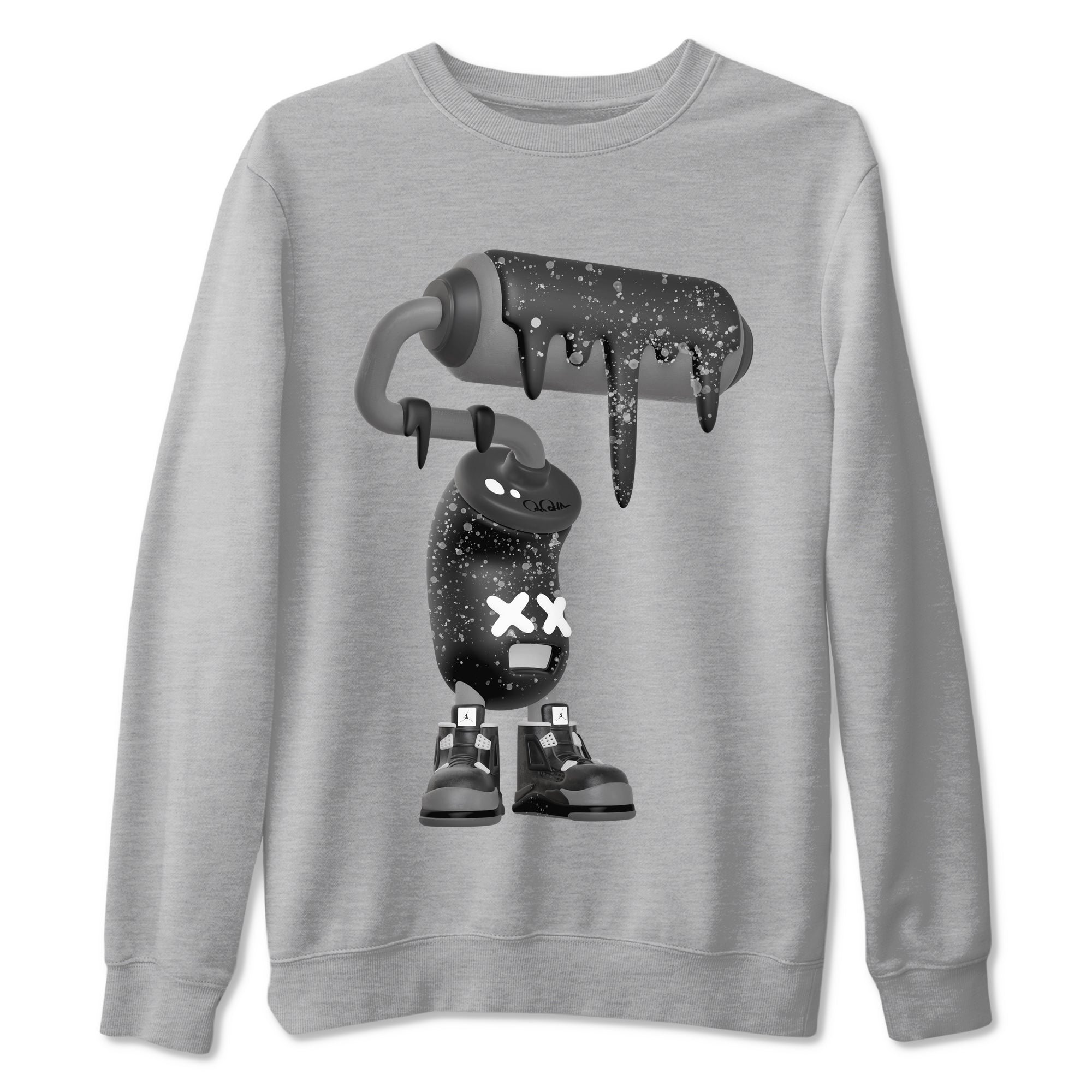 4s Fear shirts to match jordans 3D Paint Roller sneaker match tees Air Jordan 4 Fear match shoes to clothes Drip Gear Zone unisex cotton Heather Grey 2 shirts