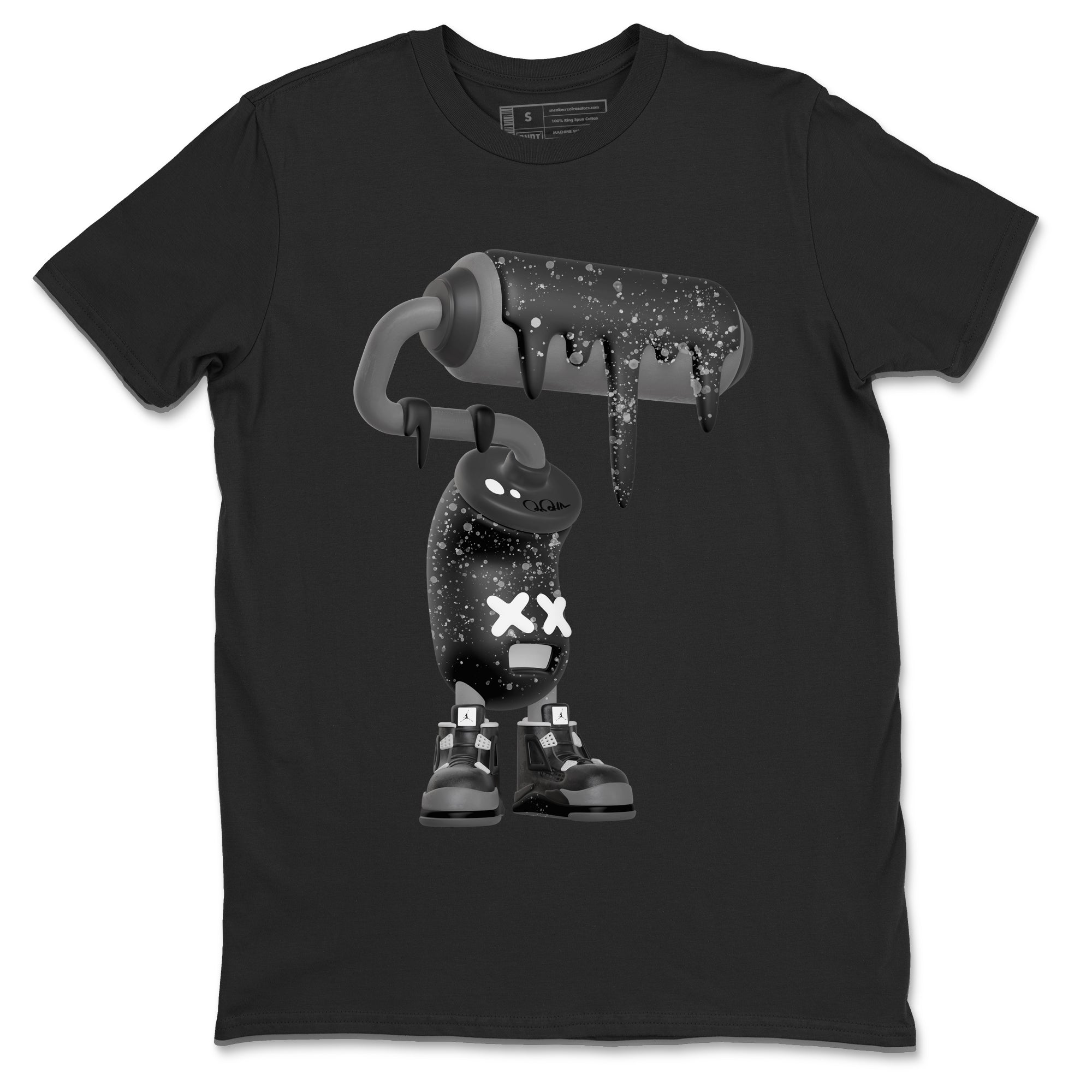 4s Fear shirts to match jordans 3D Paint Roller sneaker match tees Air Jordan 4 Fear match shoes to clothes Drip Gear Zone unisex cotton Black 2 shirts