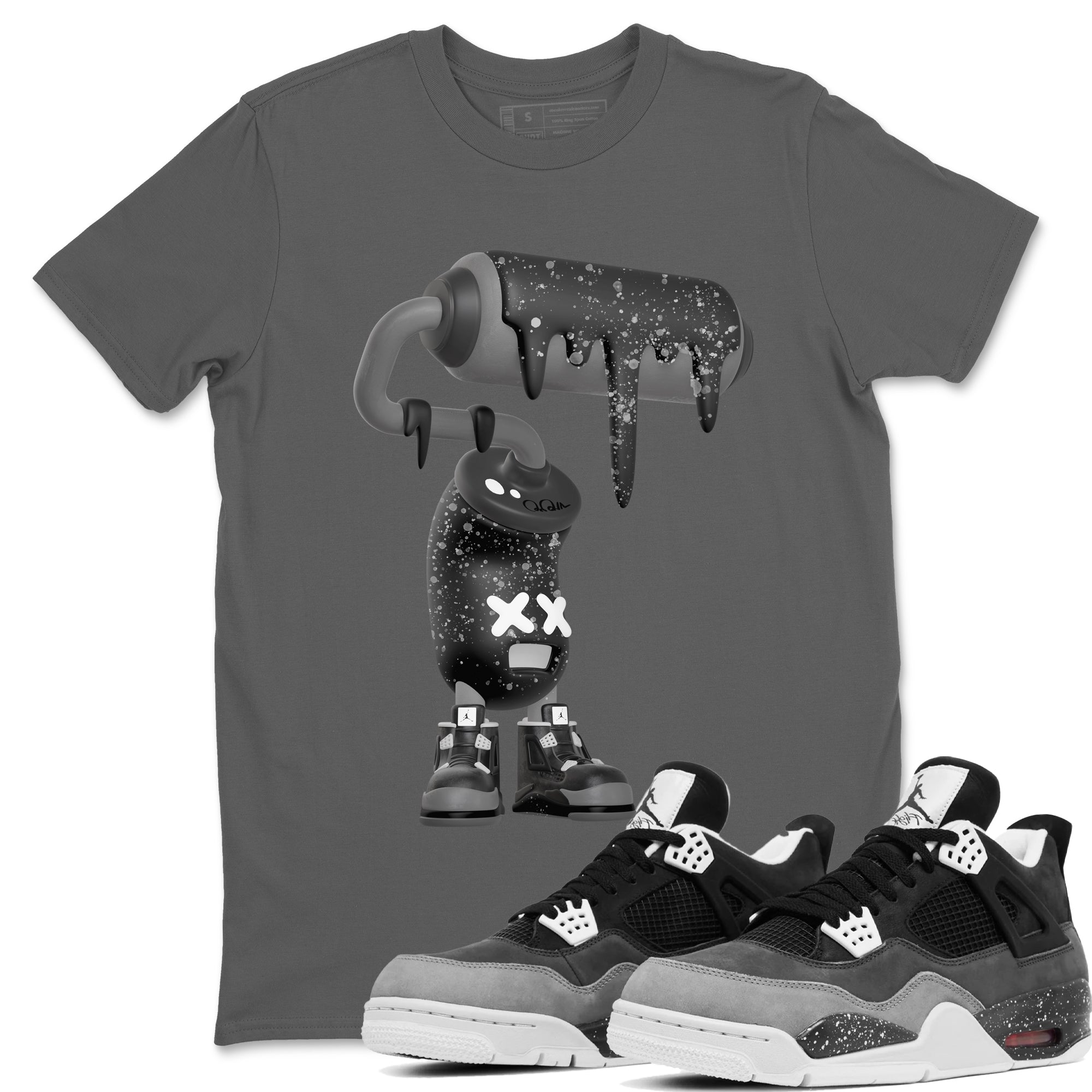 4s Fear shirts to match jordans 3D Paint Roller sneaker match tees Air Jordan 4 Fear match shoes to clothes Drip Gear Zone unisex cotton Cool Grey 1 shirts