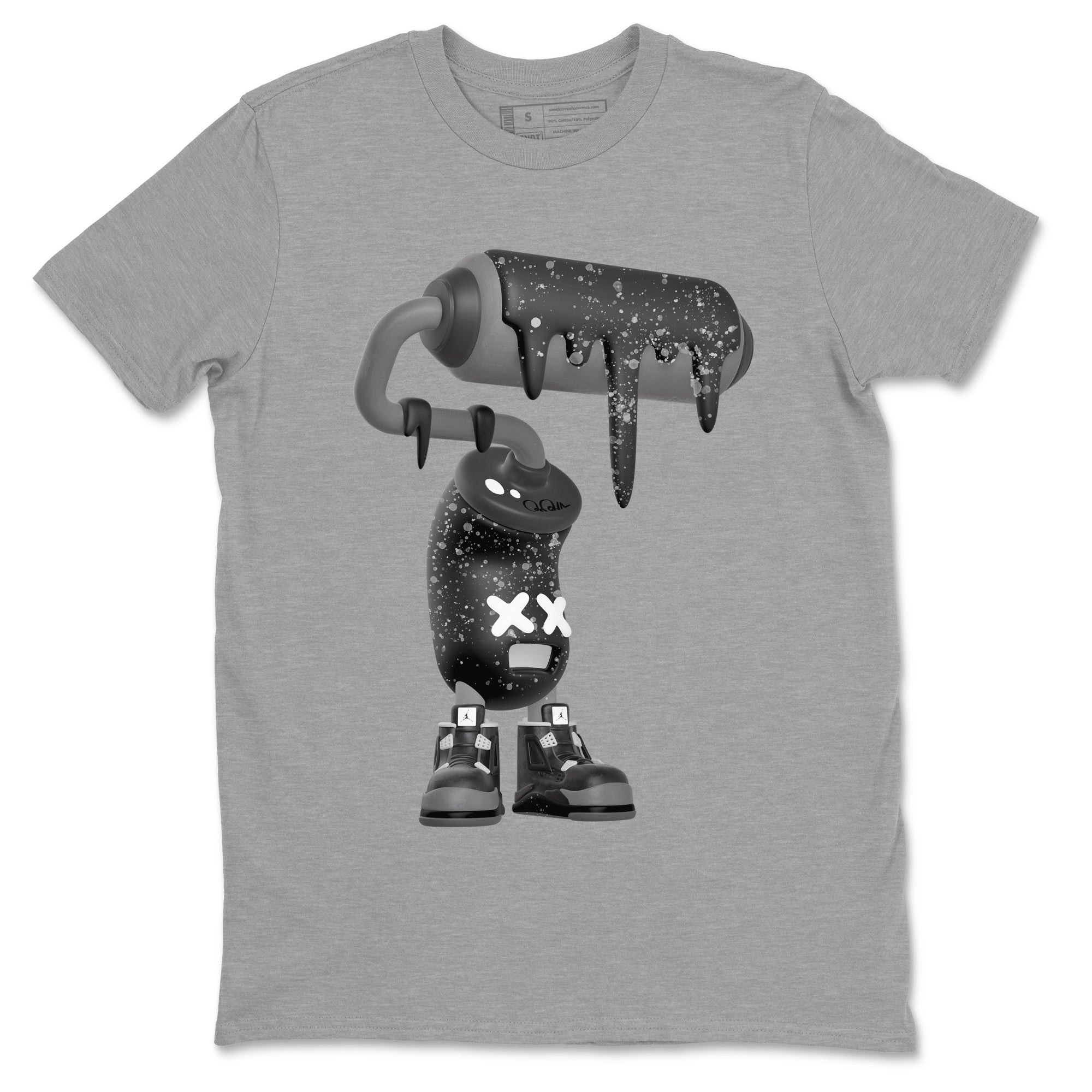4s Fear shirts to match jordans 3D Paint Roller sneaker match tees Air Jordan 4 Fear match shoes to clothes Drip Gear Zone unisex cotton Heather Grey 2 shirts