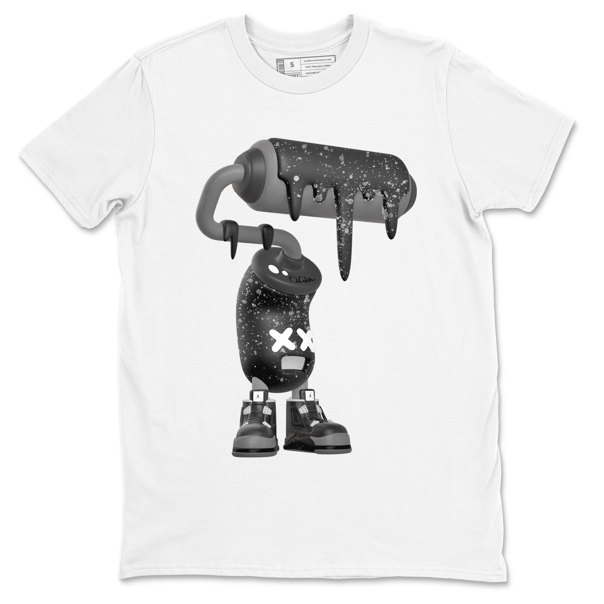 4s Fear shirts to match jordans 3D Paint Roller sneaker match tees Air Jordan 4 Fear match shoes to clothes Drip Gear Zone unisex cotton White 2 shirts