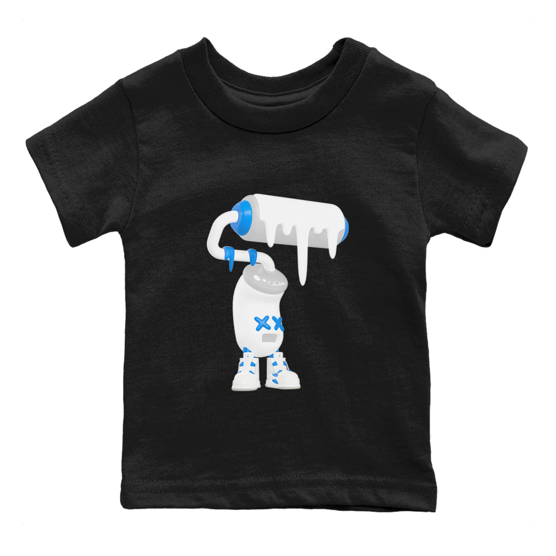 Air Jordan 4 Industrial Blue shirt to match jordans 3D Paint Roller sneaker tees Air Jordan 4 Military Blue Drip Gear Zone baby toddler Black 2 cotton Shirt