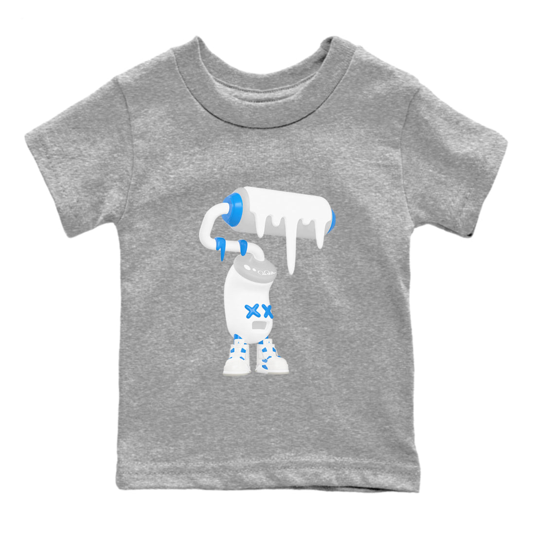 Air Jordan 4 Industrial Blue shirt to match jordans 3D Paint Roller sneaker tees Air Jordan 4 Military Blue Drip Gear Zone baby toddler Heather Grey 2 cotton Shirt