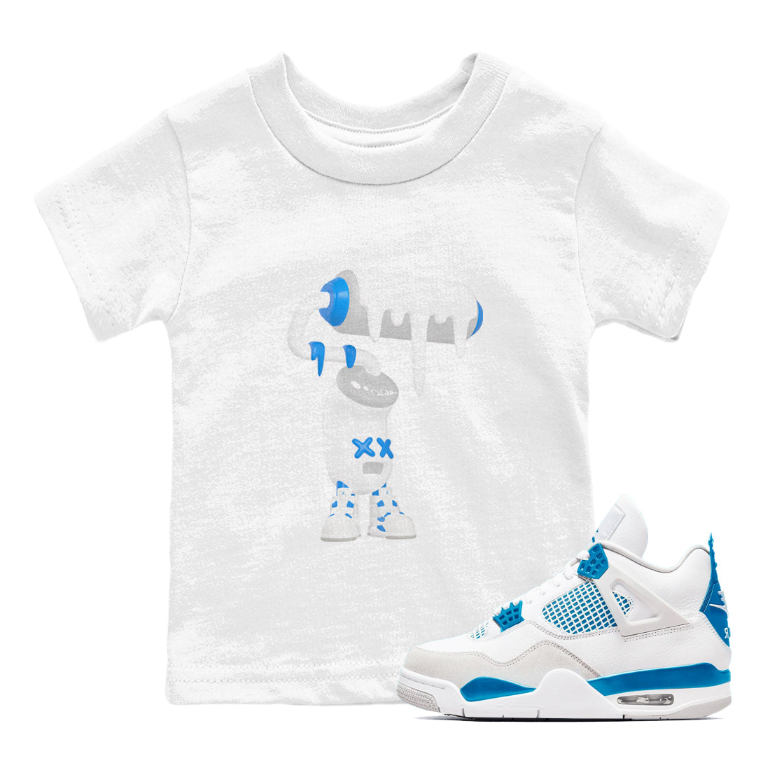Air Jordan 4 Industrial Blue shirt to match jordans 3D Paint Roller sneaker tees Air Jordan 4 Military Blue Drip Gear Zone baby toddler White 1 cotton Shirt