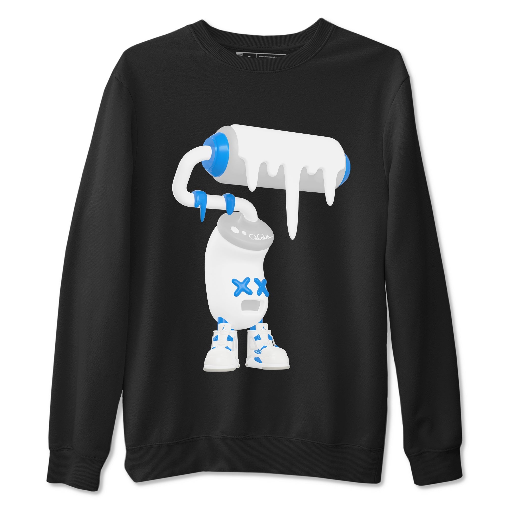 Air Jordan 4 Industrial Blue shirt to match jordans 3D Paint Roller sneaker tees Air Jordan 4 Military Blue Drip Gear Zone unisex cotton Black 2 crew neck shirt
