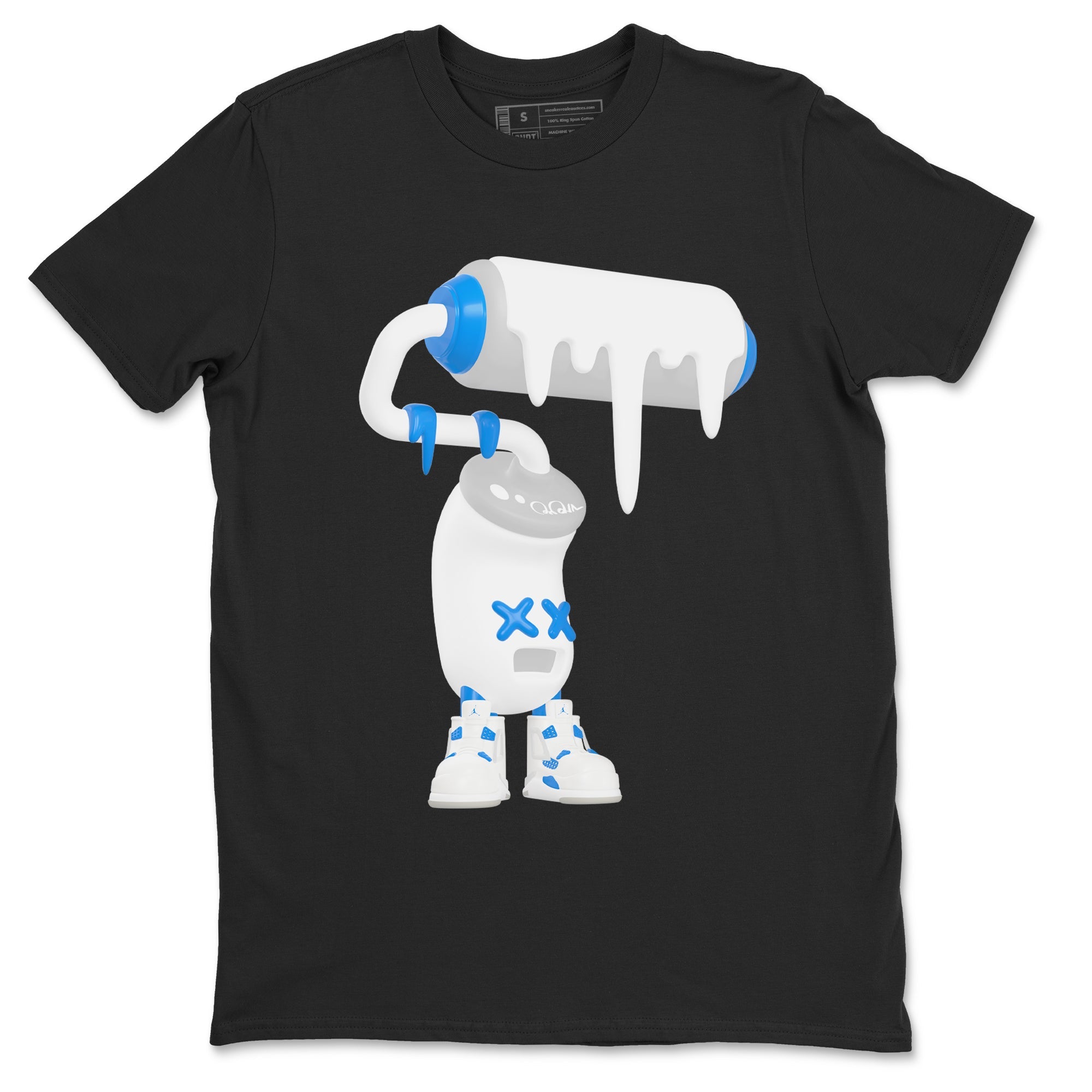 Air Jordan 4 Industrial Blue shirt to match jordans 3D Paint Roller sneaker tees Air Jordan 4 Military Blue Drip Gear Zone unisex cotton Black 2 crew neck shirt