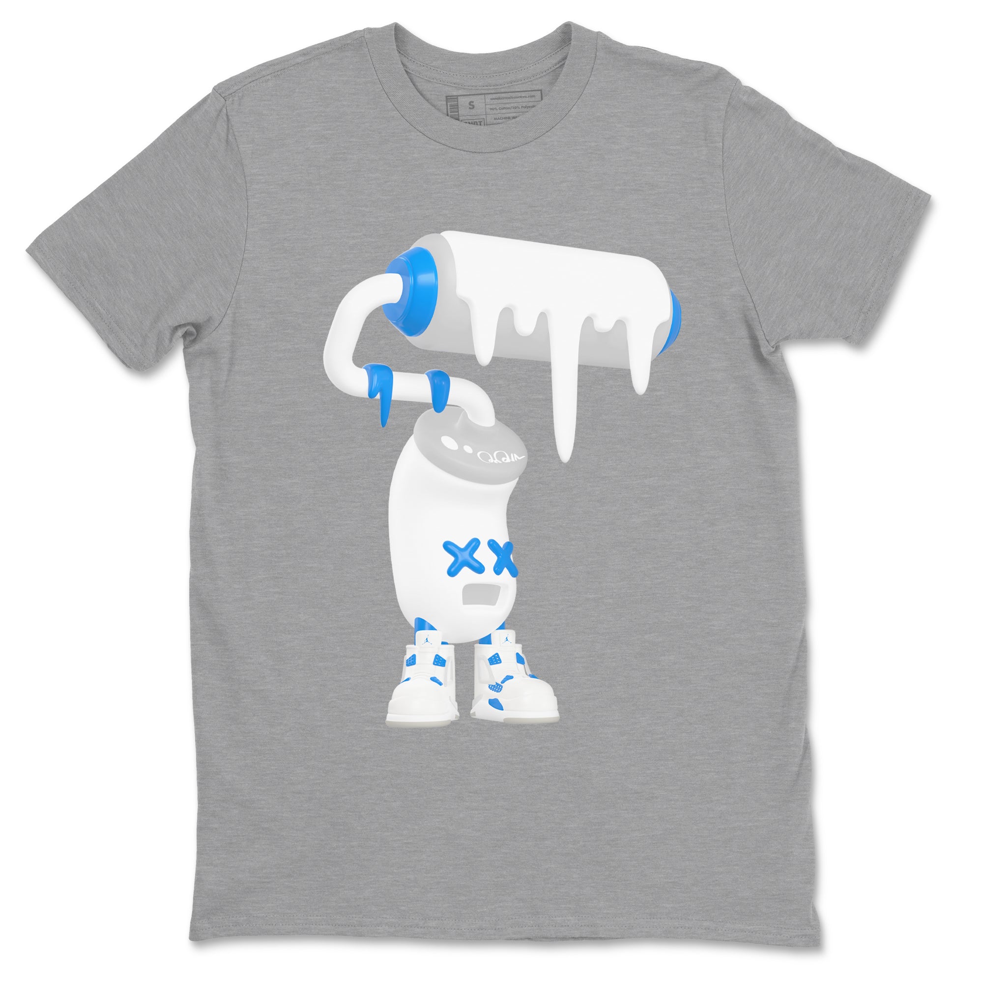 Air Jordan 4 Industrial Blue shirt to match jordans 3D Paint Roller sneaker tees Air Jordan 4 Military Blue Drip Gear Zone unisex cotton Heather Grey 2 crew neck shirt