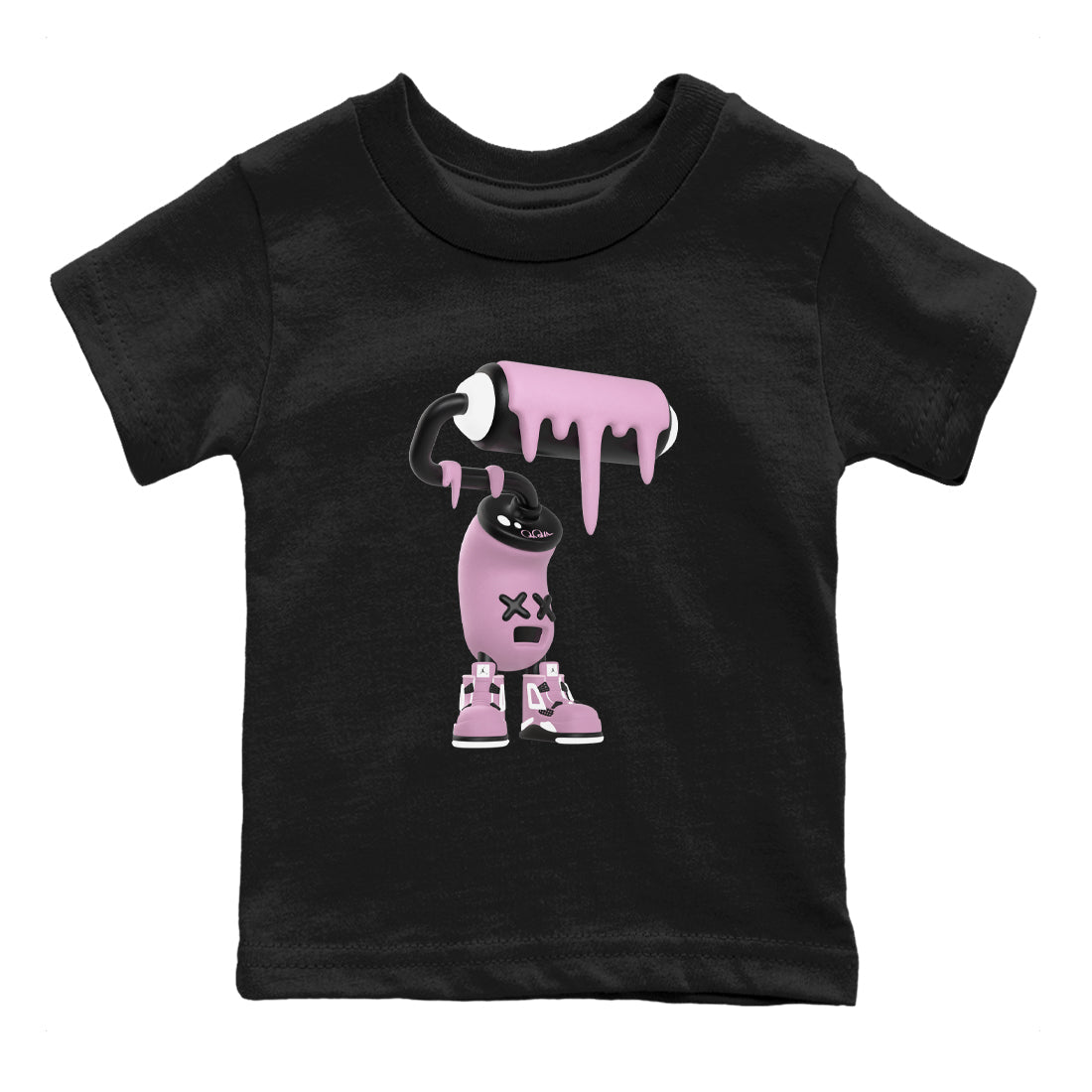 4s Retro Orchid shirts to match jordans 3D Paint Roller sneaker match tees Air Jordan 4 WMNS Orchid match shoes to clothes Drip Gear Zone Youth Baby Black 2 tee