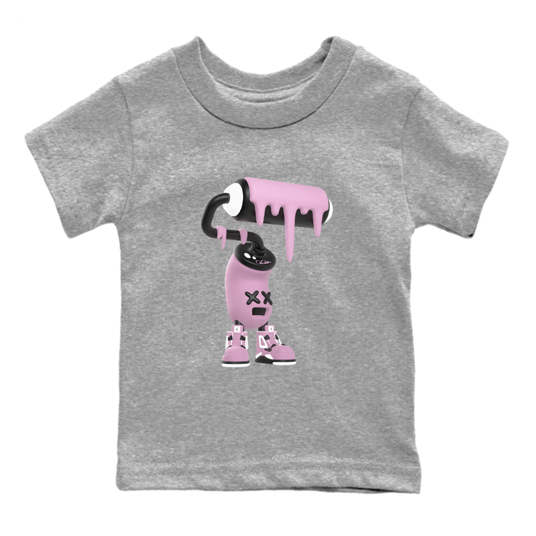 4s Retro Orchid shirts to match jordans 3D Paint Roller sneaker match tees Air Jordan 4 WMNS Orchid match shoes to clothes Drip Gear Zone Youth Baby Heather Grey 2 tee