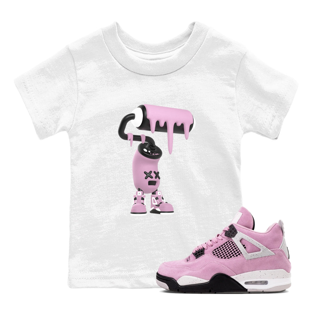 4s Retro Orchid shirts to match jordans 3D Paint Roller sneaker match tees Air Jordan 4 WMNS Orchid match shoes to clothes Drip Gear Zone Youth Baby White 1 tee