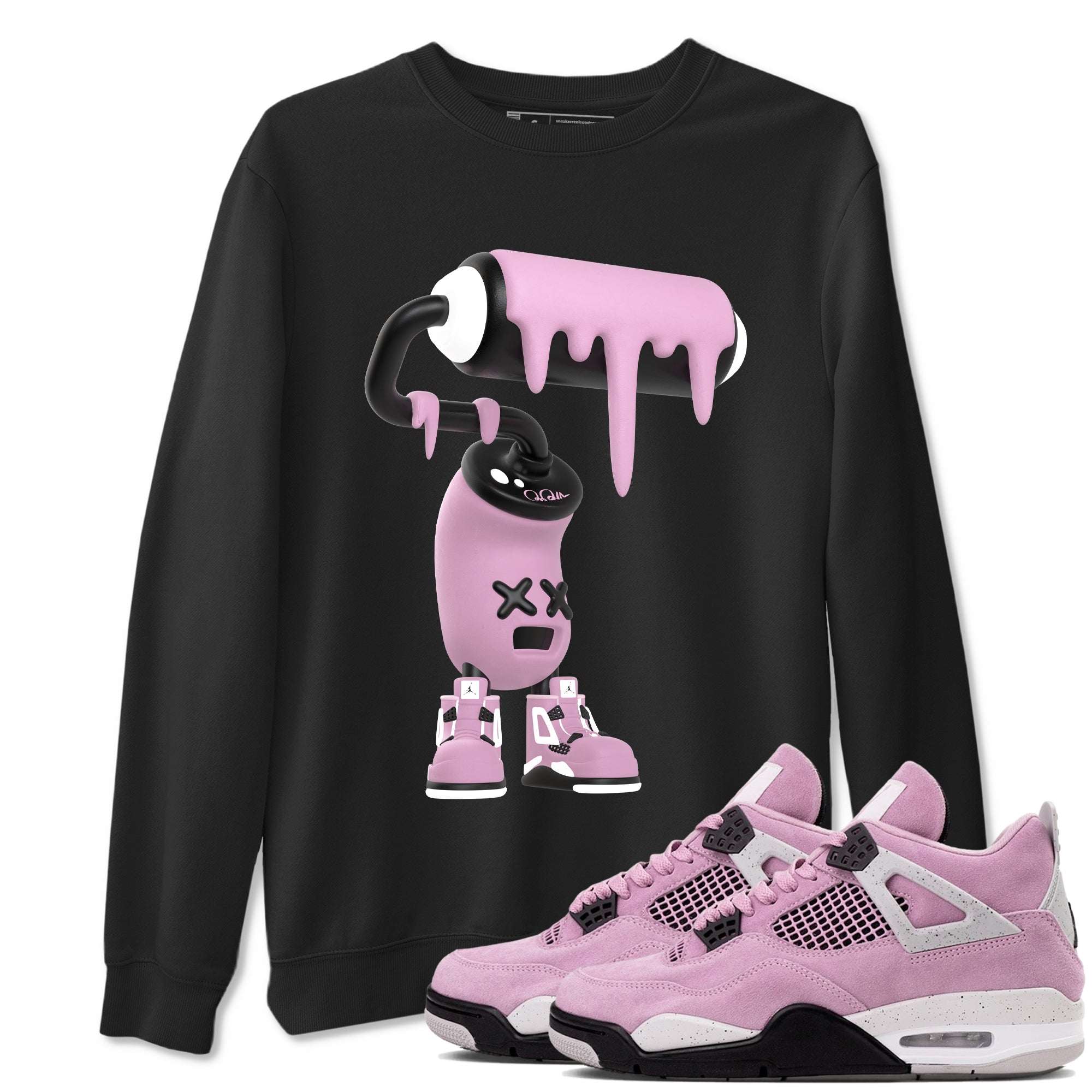 4s Retro Orchid shirts to match jordans 3D Paint Roller sneaker match tees Air Jordan 4 WMNS Orchid match shoes to clothes Drip Gear Zone unisex cotton Black 1 shirts