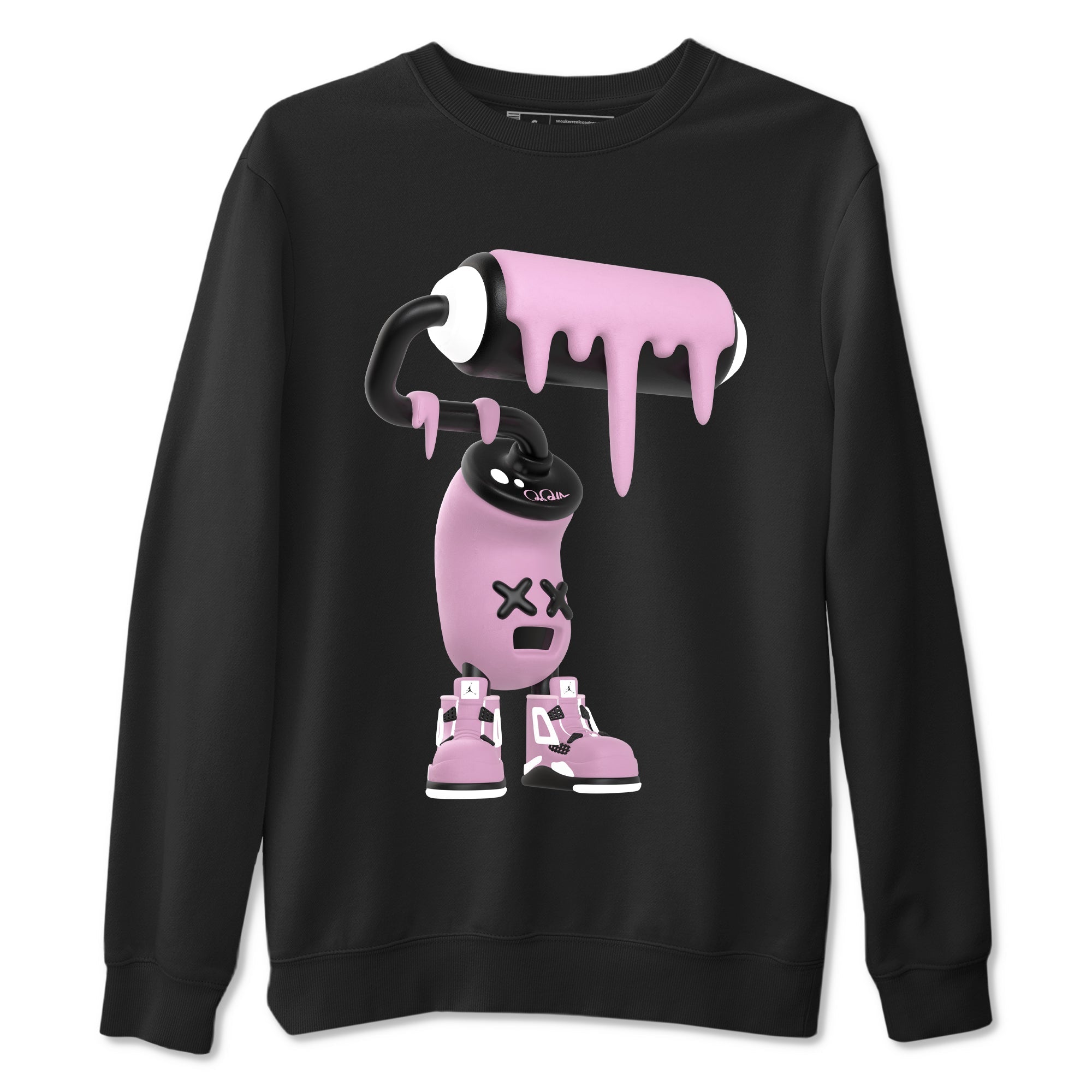 4s Retro Orchid shirts to match jordans 3D Paint Roller sneaker match tees Air Jordan 4 WMNS Orchid match shoes to clothes Drip Gear Zone unisex cotton Black 2 shirts
