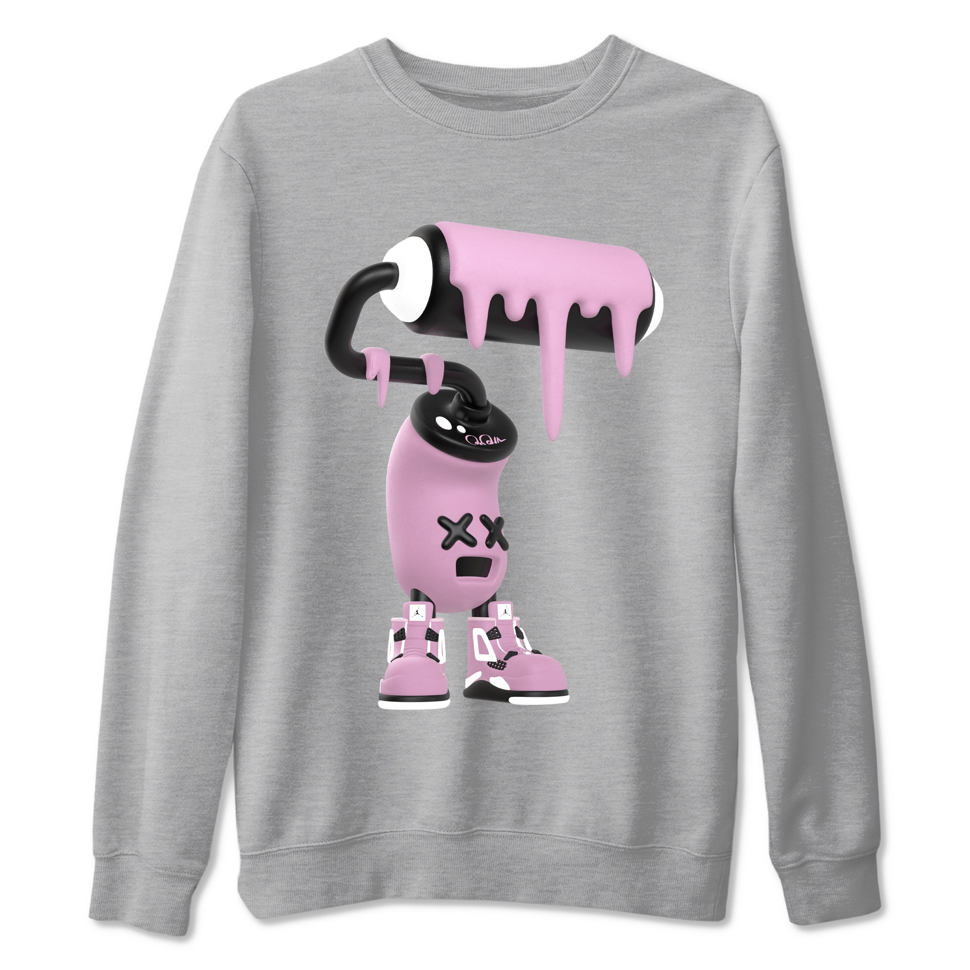 4s Retro Orchid shirts to match jordans 3D Paint Roller sneaker match tees Air Jordan 4 WMNS Orchid match shoes to clothes Drip Gear Zone unisex cotton Heather Grey 2 shirts