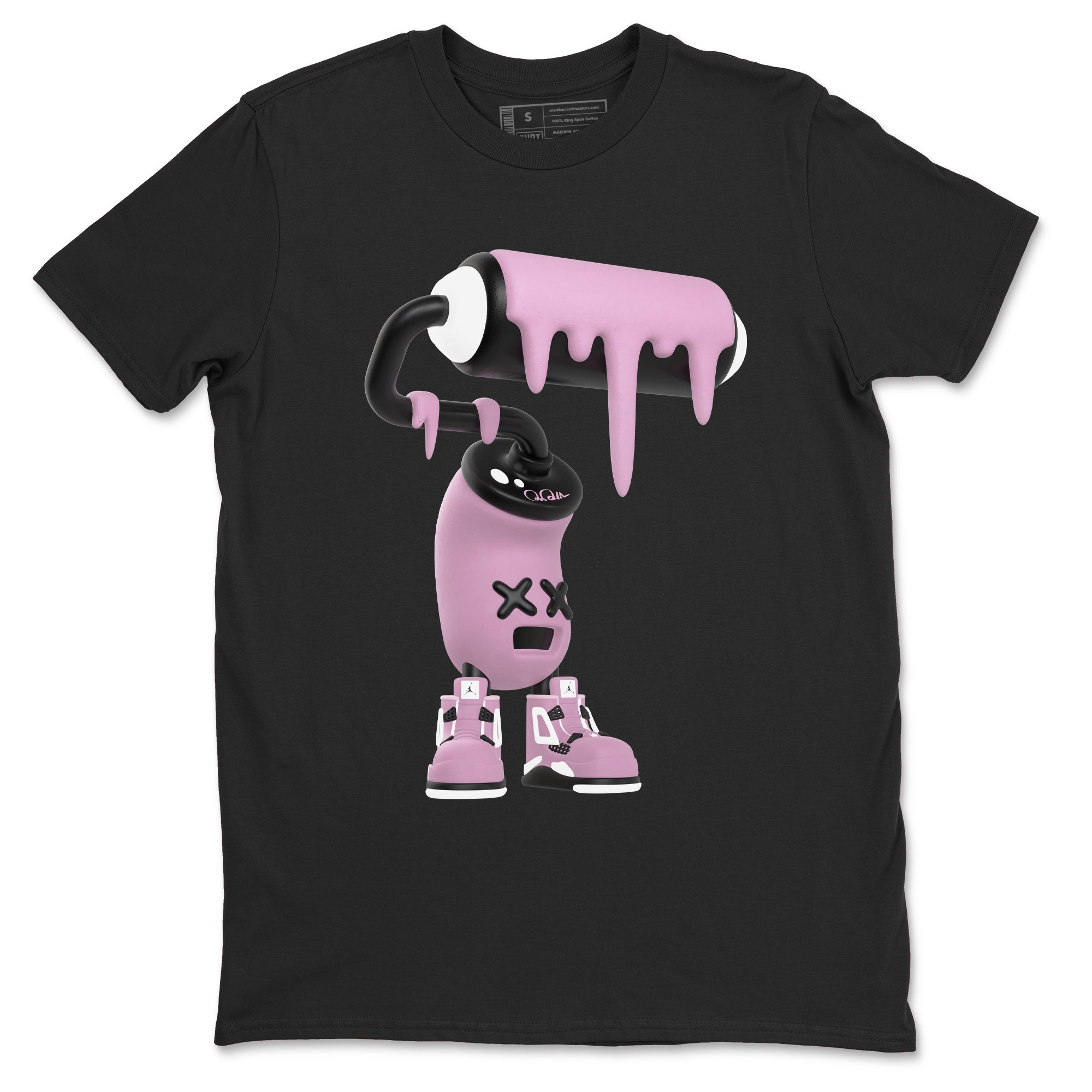 4s Retro Orchid shirts to match jordans 3D Paint Roller sneaker match tees Air Jordan 4 WMNS Orchid match shoes to clothes Drip Gear Zone unisex cotton Black 2 shirts