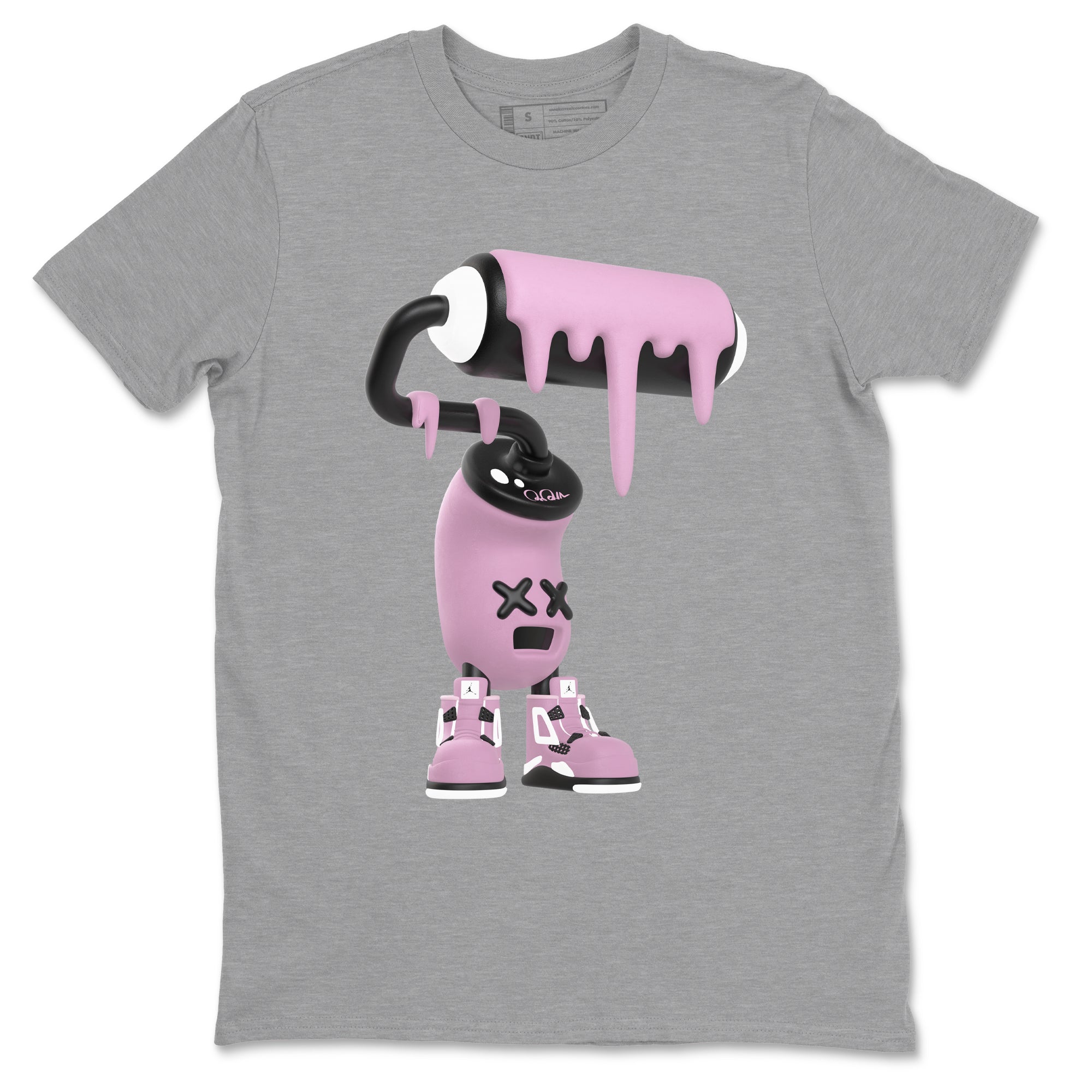 4s Retro Orchid shirts to match jordans 3D Paint Roller sneaker match tees Air Jordan 4 WMNS Orchid match shoes to clothes Drip Gear Zone unisex cotton Heather Grey 2 shirts