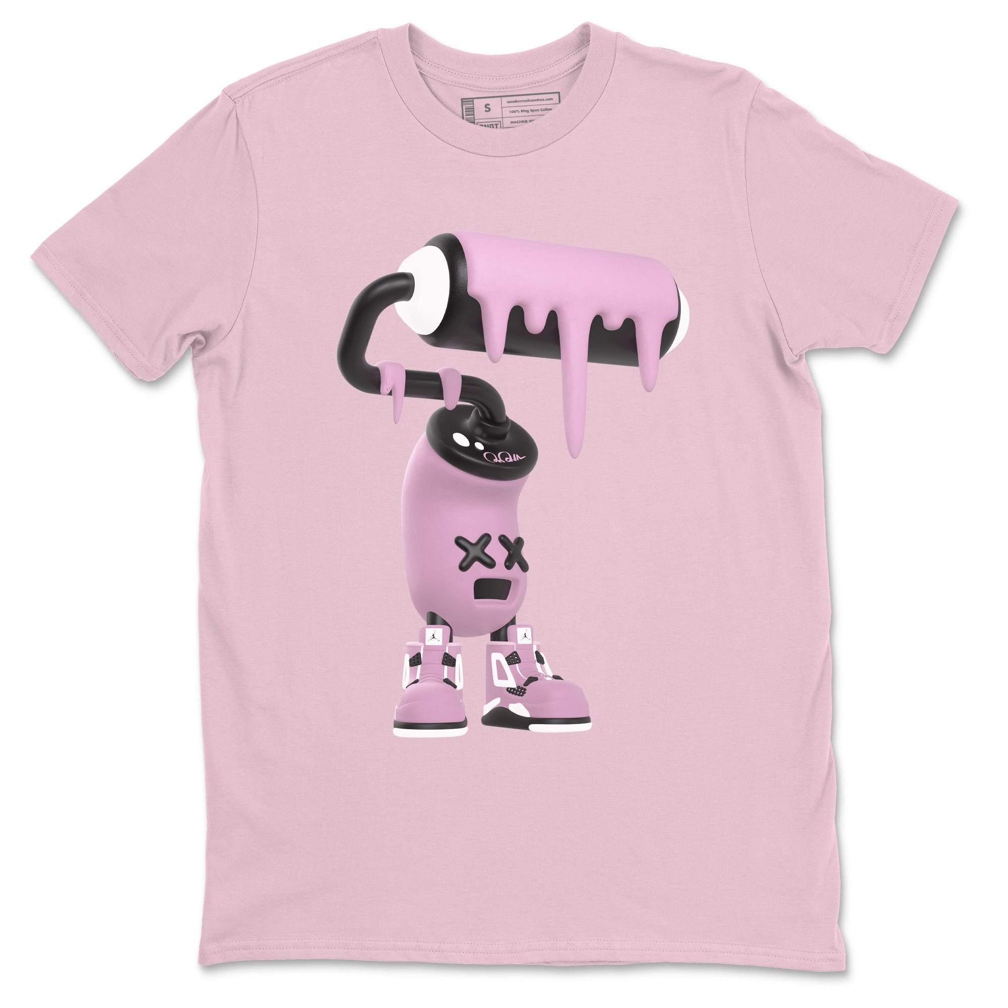 4s Retro Orchid shirts to match jordans 3D Paint Roller sneaker match tees Air Jordan 4 WMNS Orchid match shoes to clothes Drip Gear Zone unisex cotton Pink 2 shirts
