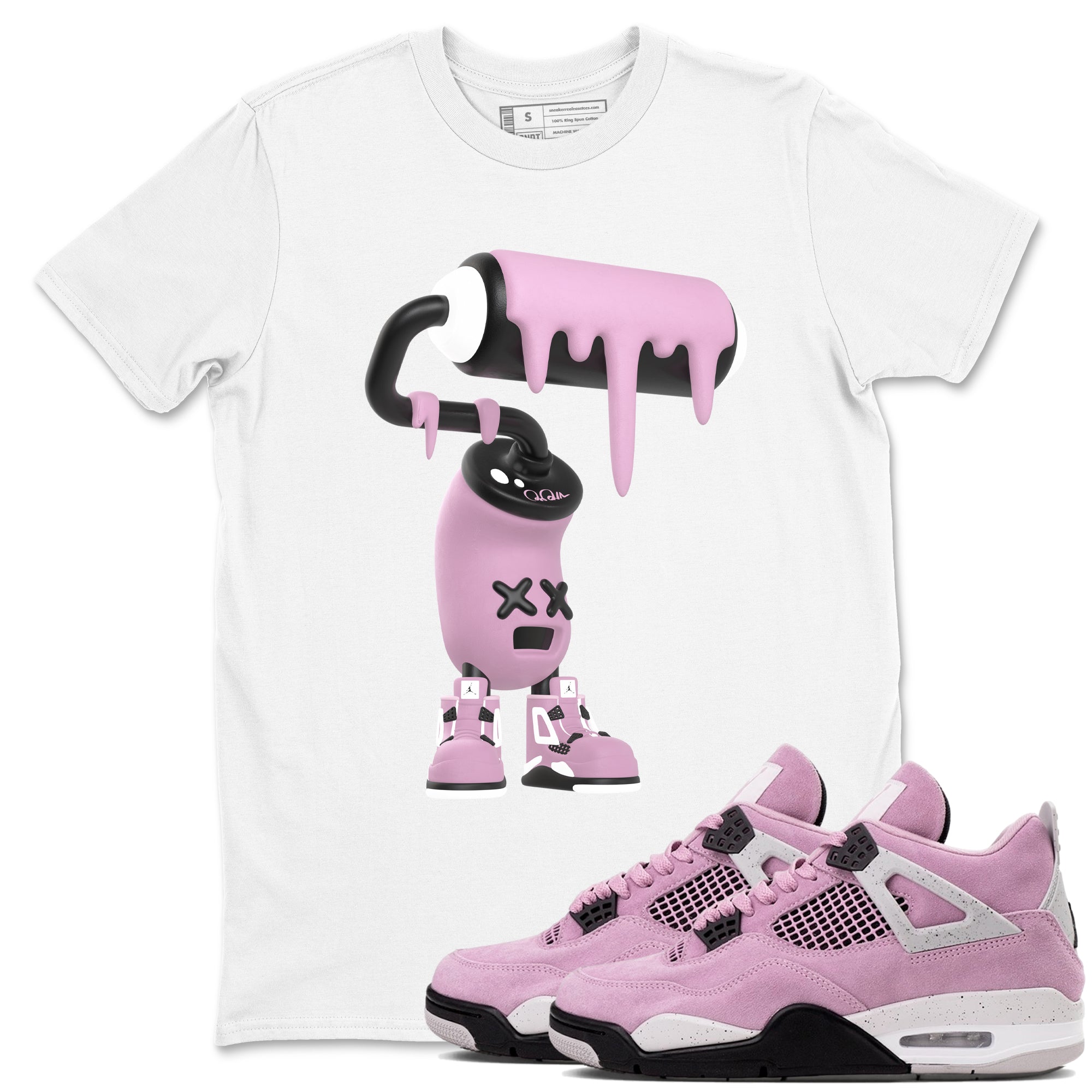 4s Retro Orchid shirts to match jordans 3D Paint Roller sneaker match tees Air Jordan 4 WMNS Orchid match shoes to clothes Drip Gear Zone unisex cotton White 1 shirts