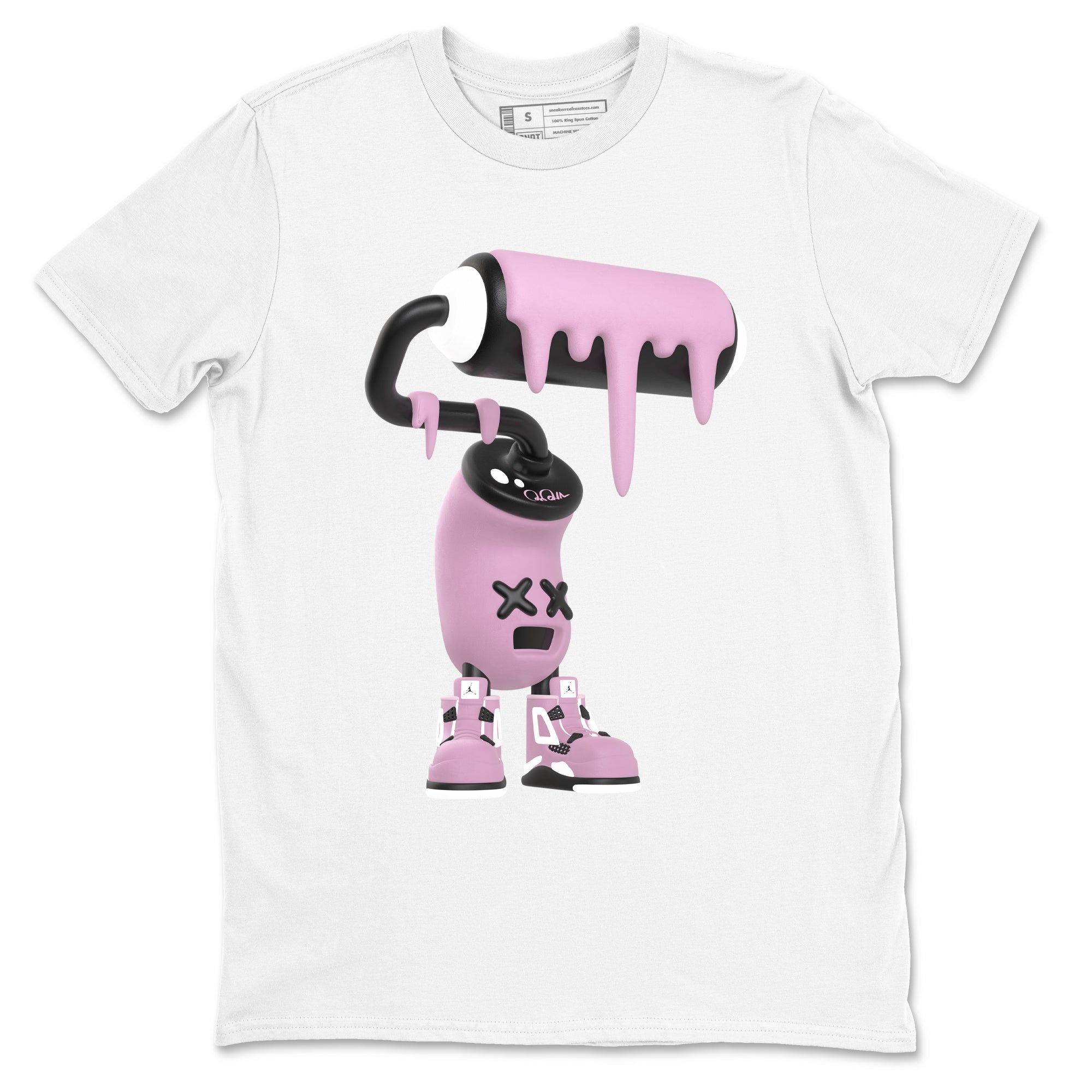 4s Retro Orchid shirts to match jordans 3D Paint Roller sneaker match tees Air Jordan 4 WMNS Orchid match shoes to clothes Drip Gear Zone unisex cotton White 2 shirts