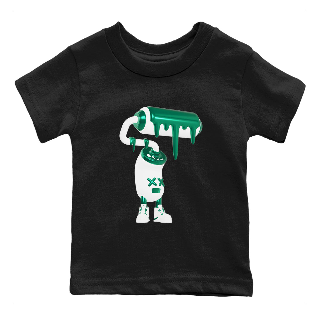 4s Oxidized Green shirts to match jordans 3D Paint Roller sneaker match tees Air Jordan 4 Oxidized Green Drip Gear Zone streetwear brand Baby and Youth Black 2 cotton tee