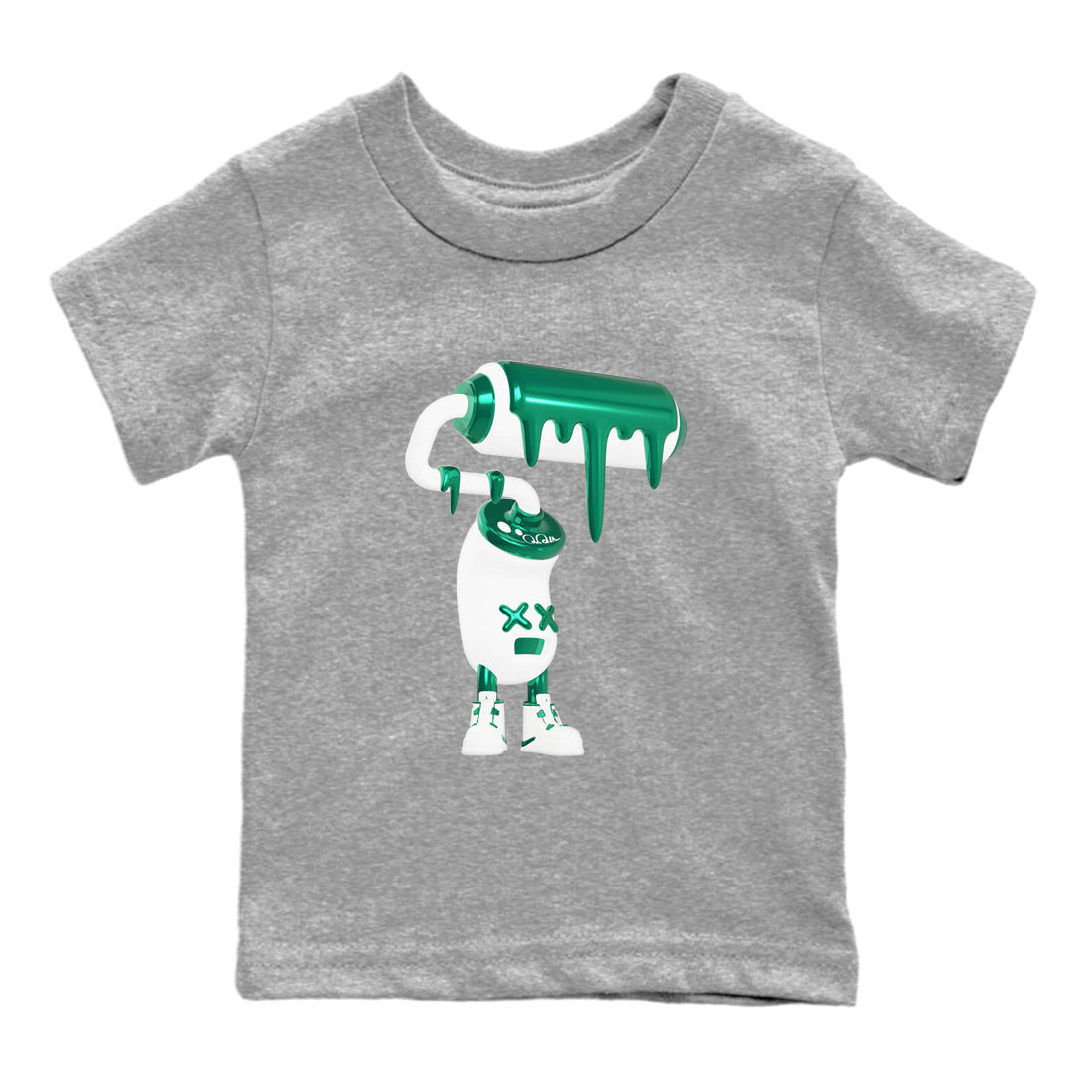 4s Oxidized Green shirts to match jordans 3D Paint Roller sneaker match tees Air Jordan 4 Oxidized Green Drip Gear Zone streetwear brand Baby and Youth Heather Grey 2 cotton tee