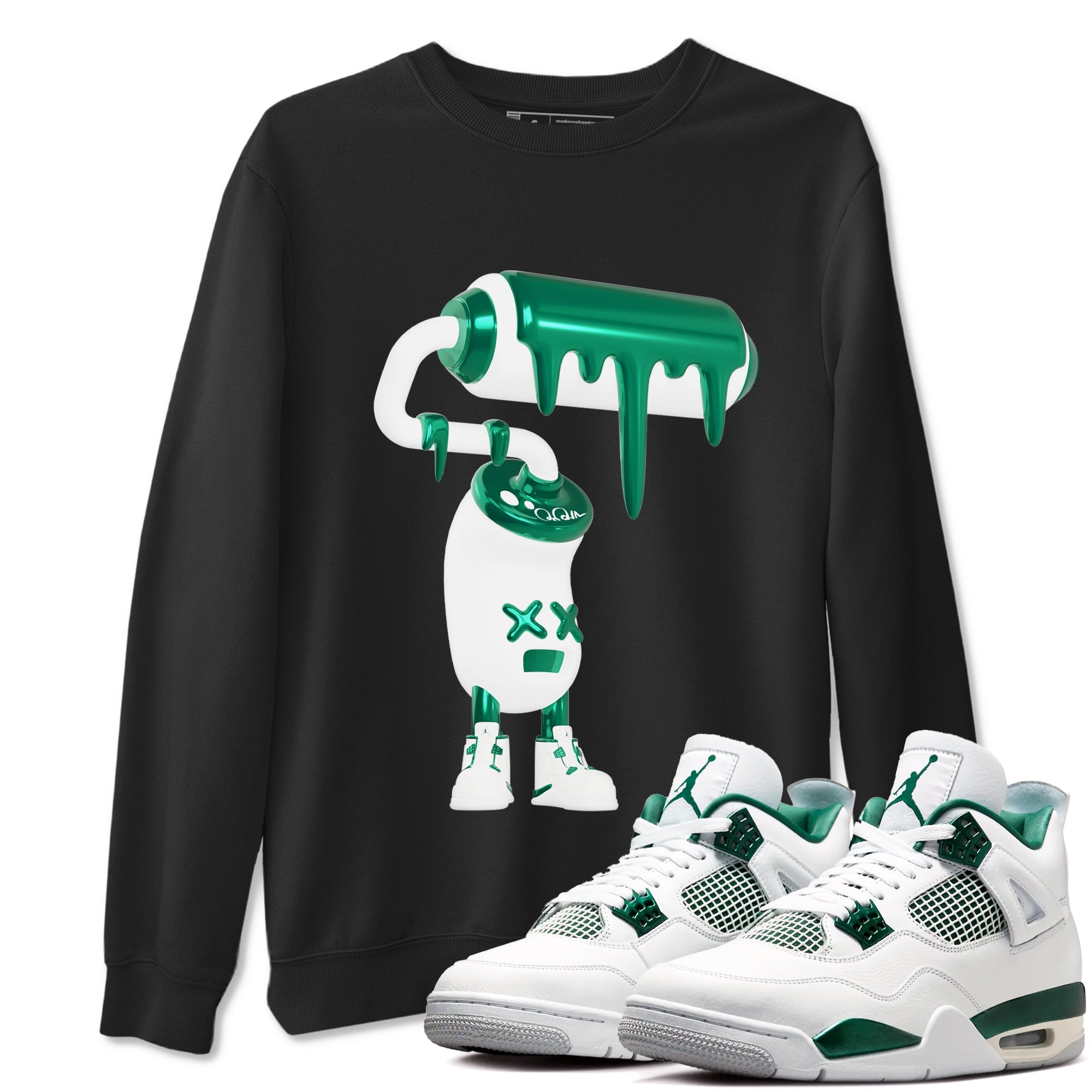 4s Oxidized Green shirts to match jordans 3D Paint Roller sneaker match tees Air Jordan 4 Oxidized Green Drip Gear Zone streetwear brand Black 1 unisex cotton tee