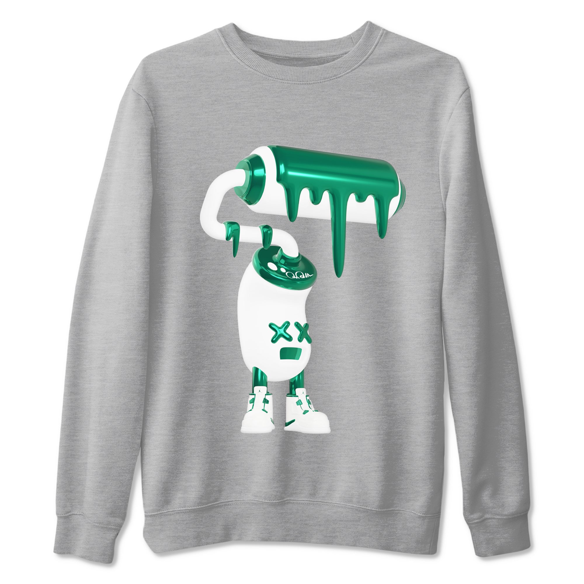4s Oxidized Green shirts to match jordans 3D Paint Roller sneaker match tees Air Jordan 4 Oxidized Green Drip Gear Zone streetwear brand Heather Grey 2 unisex cotton tee