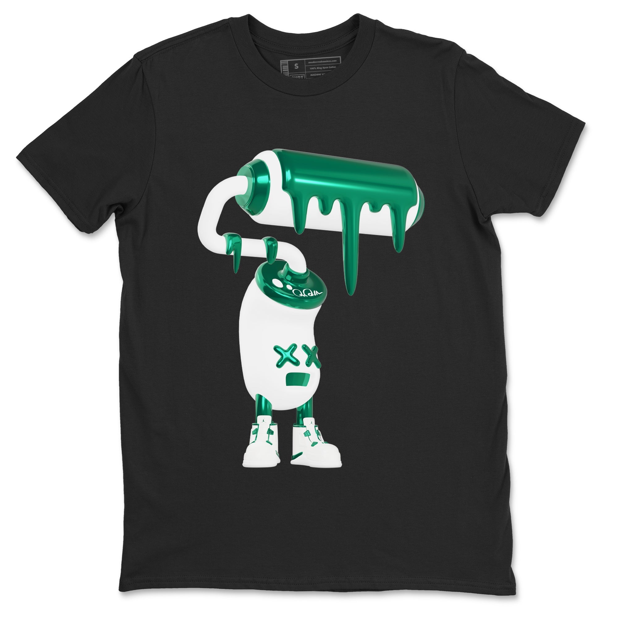 4s Oxidized Green shirts to match jordans 3D Paint Roller sneaker match tees Air Jordan 4 Oxidized Green Drip Gear Zone streetwear brand Black 2 unisex cotton tee