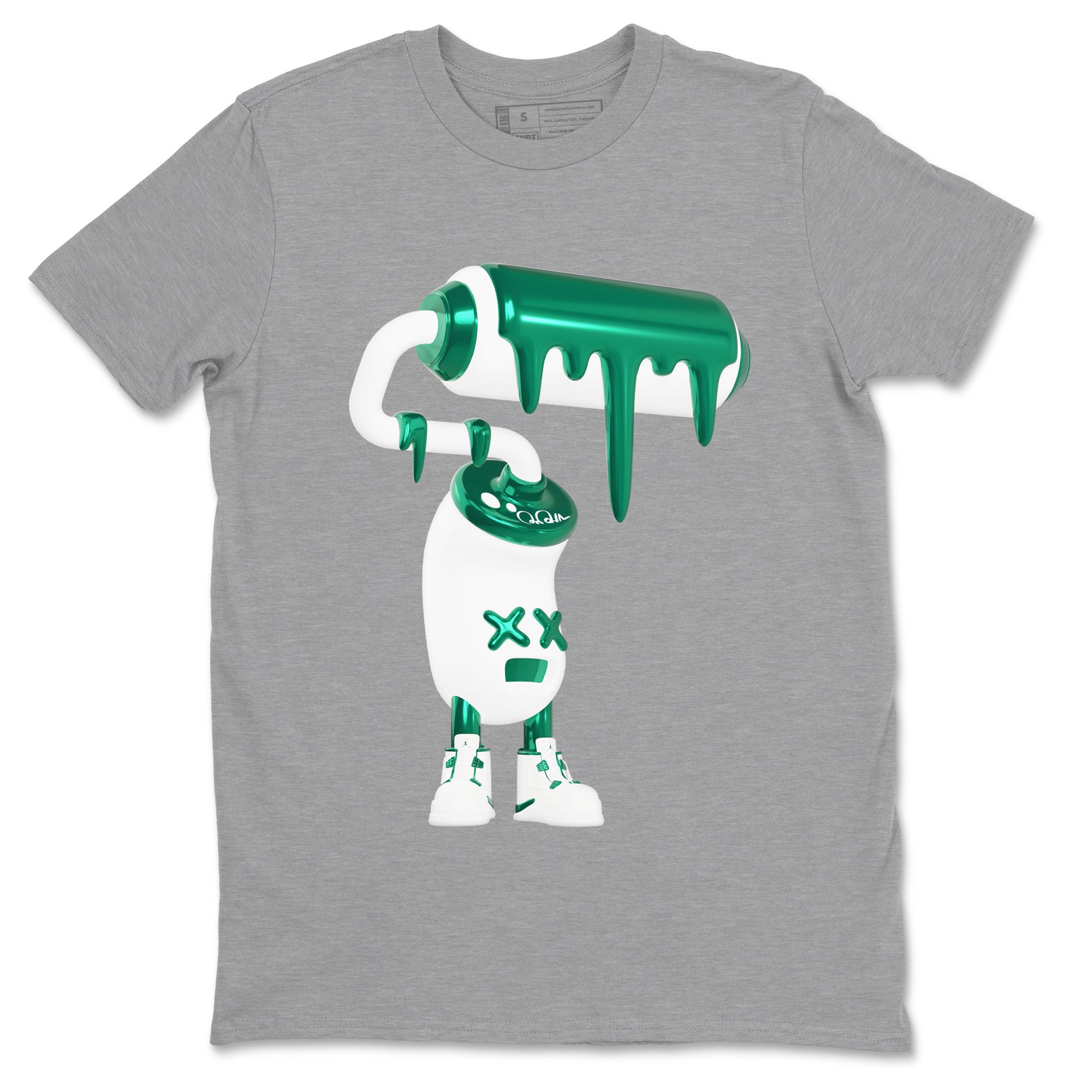 4s Oxidized Green shirts to match jordans 3D Paint Roller sneaker match tees Air Jordan 4 Oxidized Green Drip Gear Zone streetwear brand Heather Grey 2 unisex cotton tee
