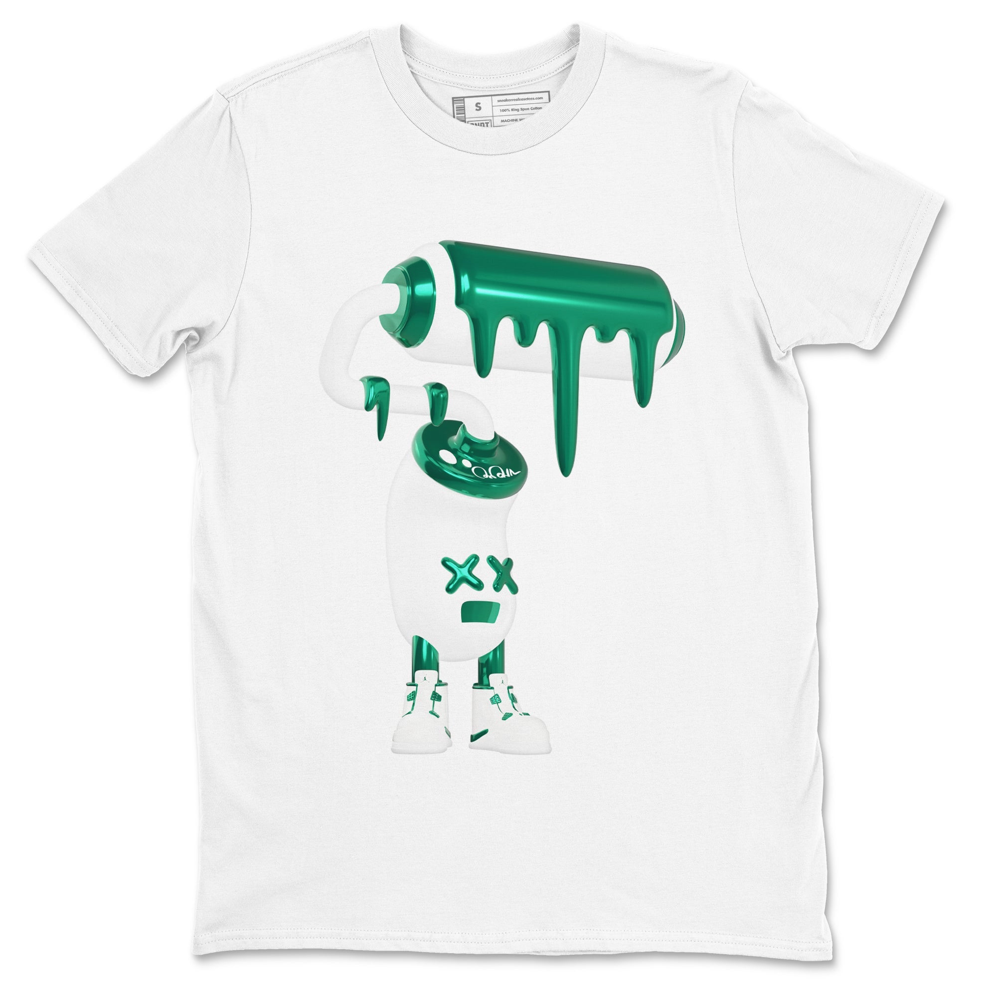 4s Oxidized Green shirts to match jordans 3D Paint Roller sneaker match tees Air Jordan 4 Oxidized Green Drip Gear Zone streetwear brand White 2 unisex cotton tee